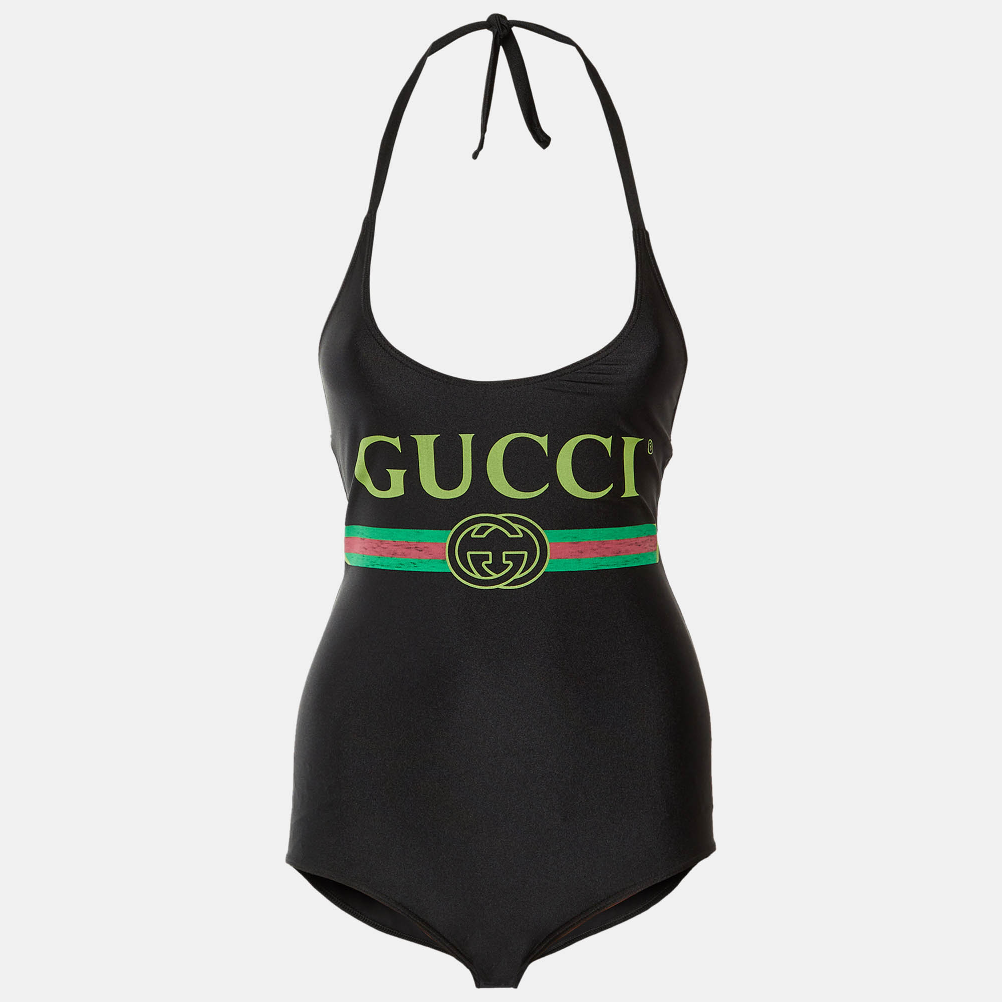 

Gucci Black Logo Print Jersey Swimsuit XXS