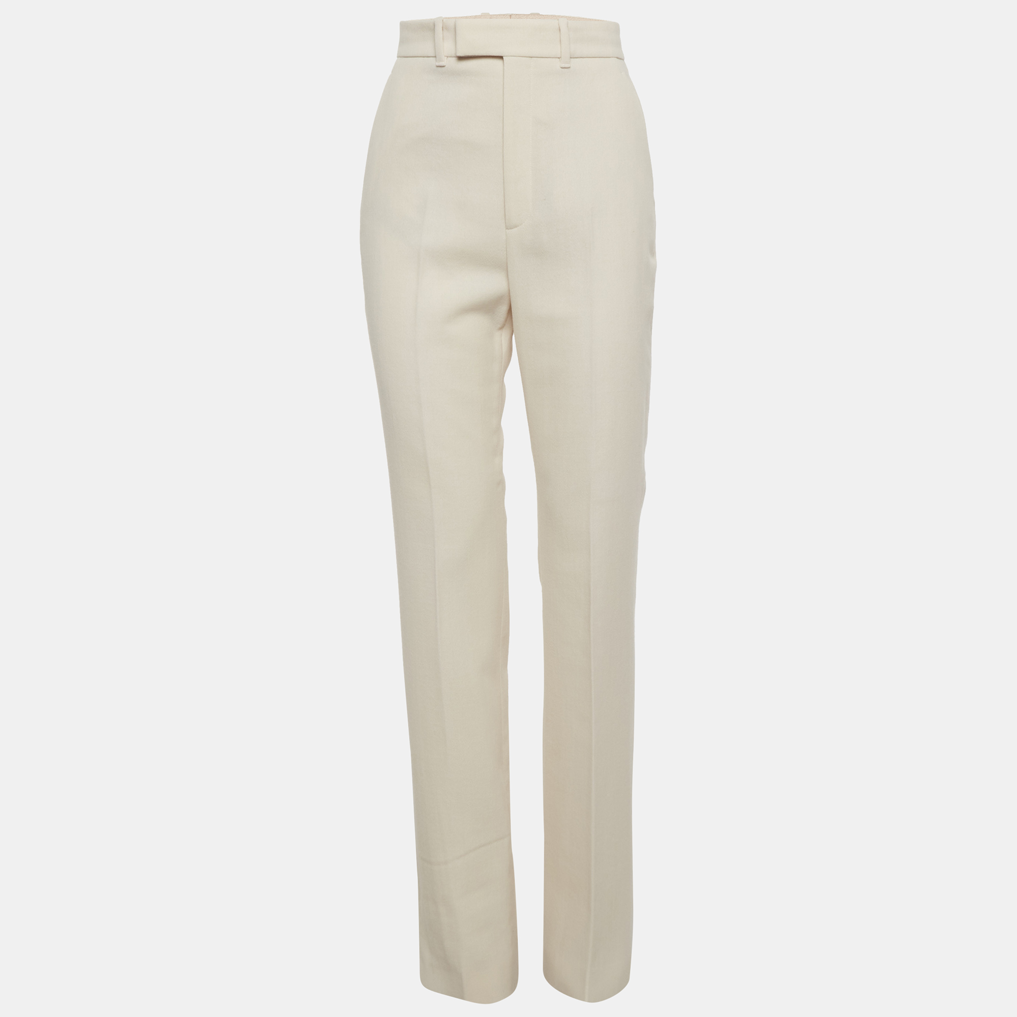

Gucci Cream Silk Crepe Straight Leg Pants S