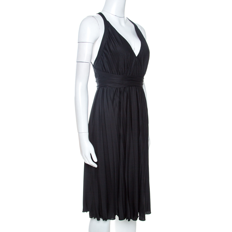 

Gucci Black Jersey Crossover Pleated Dress