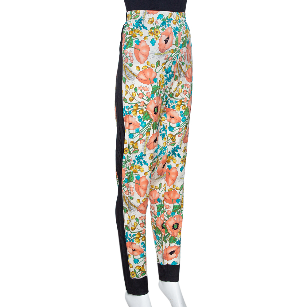 

Gucci Multicolor Floral Printed Stretch Silk Elasticized Waist Pants