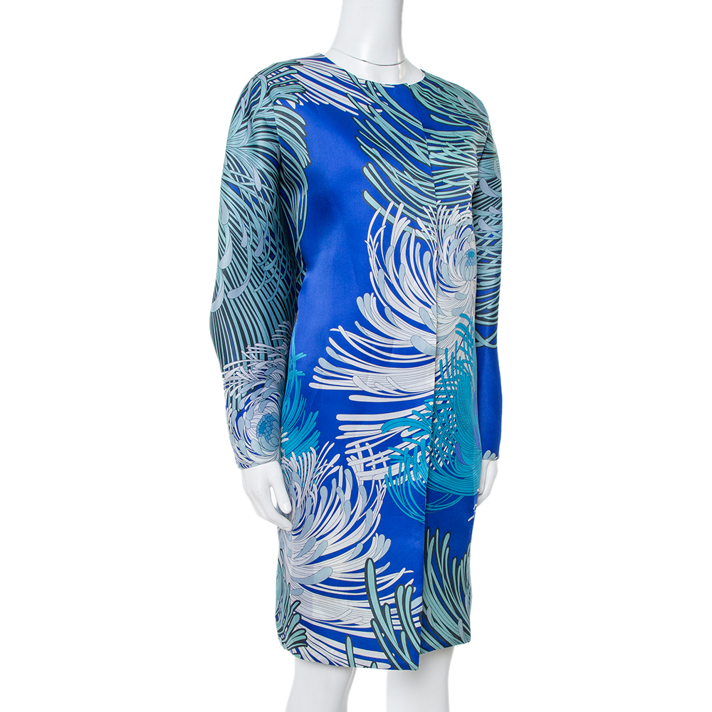

Gucci Blue Floral Print Silk Coat Dress
