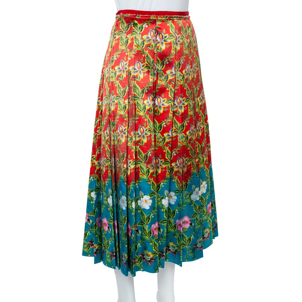 

Gucci Multicolor Floral Pleated Silk Skirt