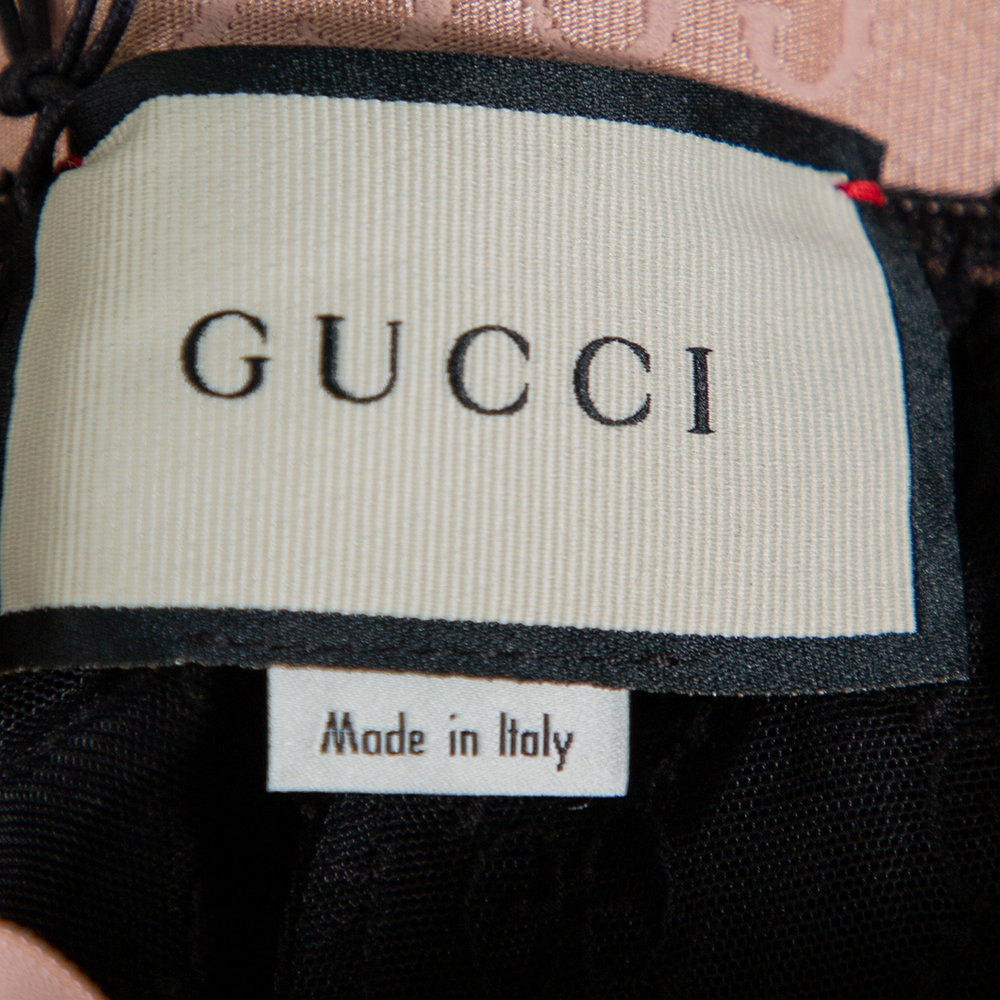 

Gucci Black Logo Embroidered Tulle Sheer Leggings