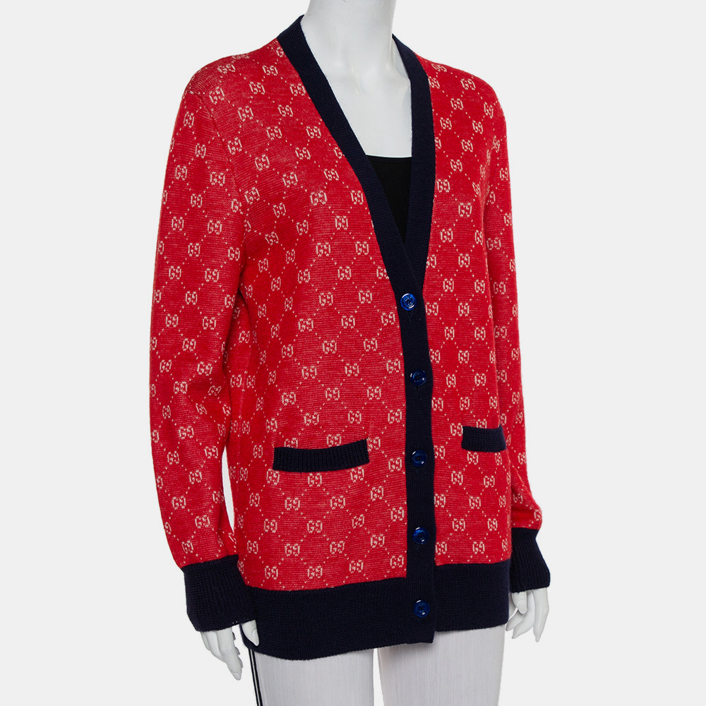 

Gucci Red Wool & Alpaca Button Front Cardigan