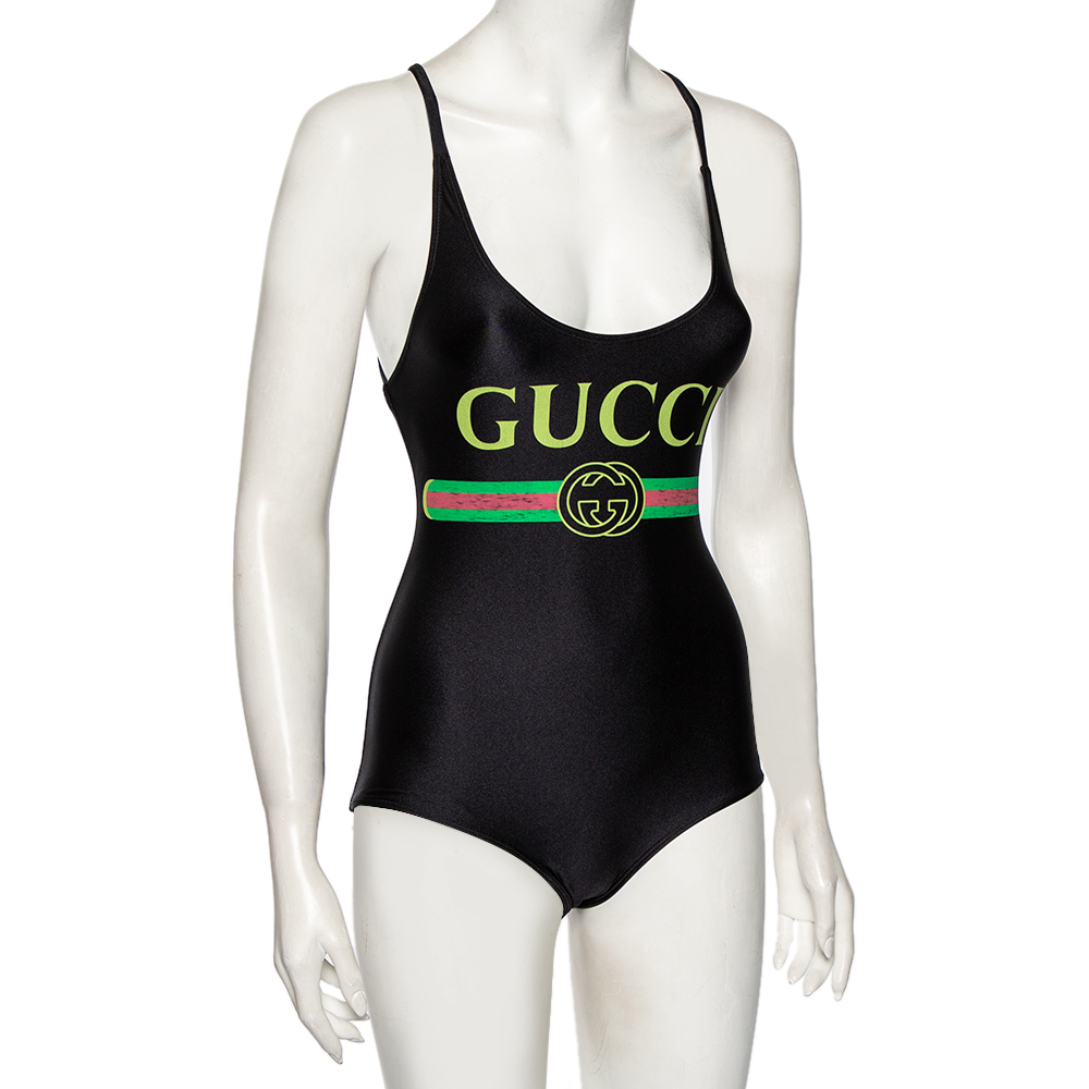 

Gucci Black Lycra Logo Printed Sparkling Swimsuit