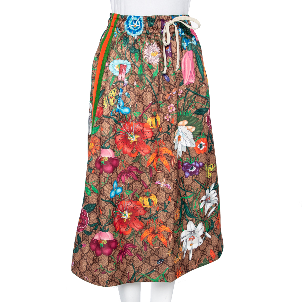 

Gucci Multicolored GG Supreme Flora Printed Jersey Skirt, Multicolor