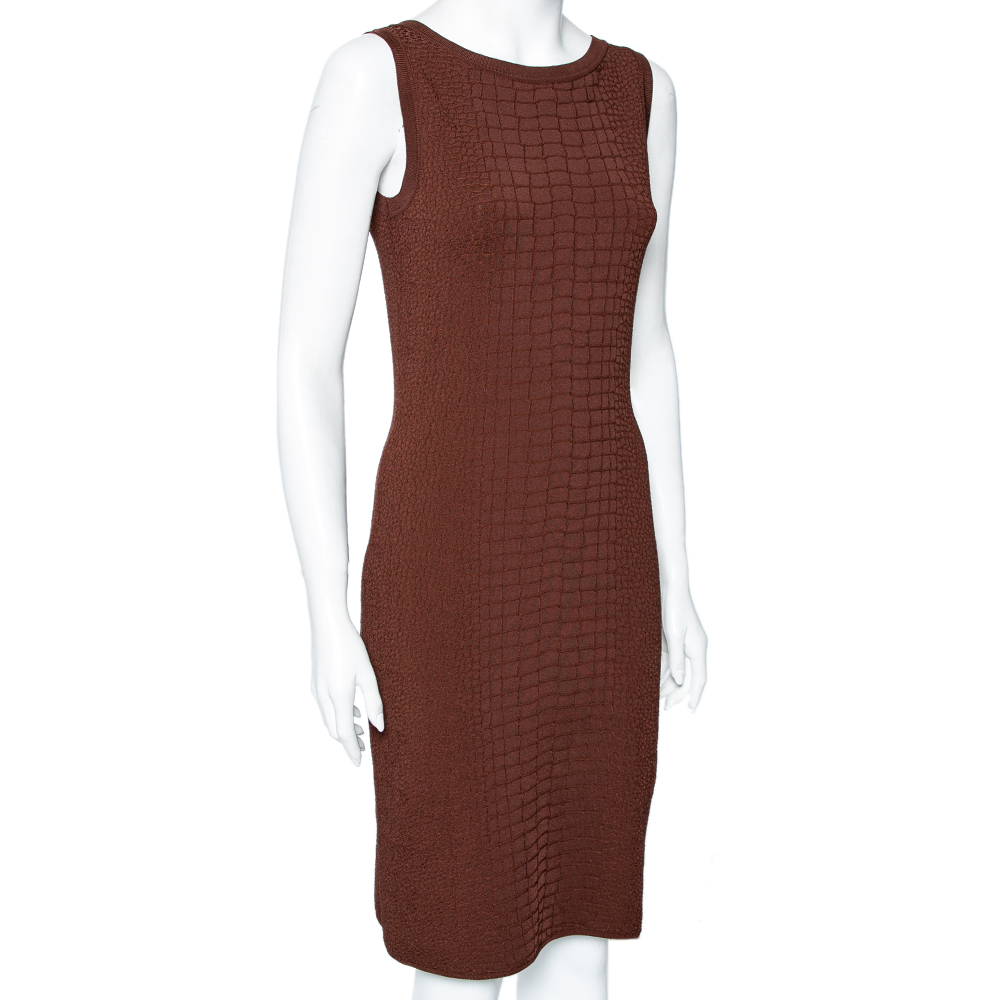 

Gucci Brown Scaled Knit Sleeveless Dress