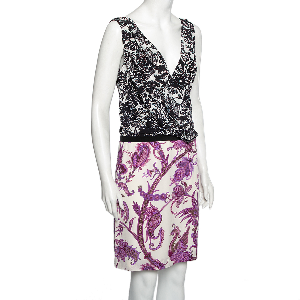 

Gucci Multicolor Printed Silk Pleated V Neck Dress