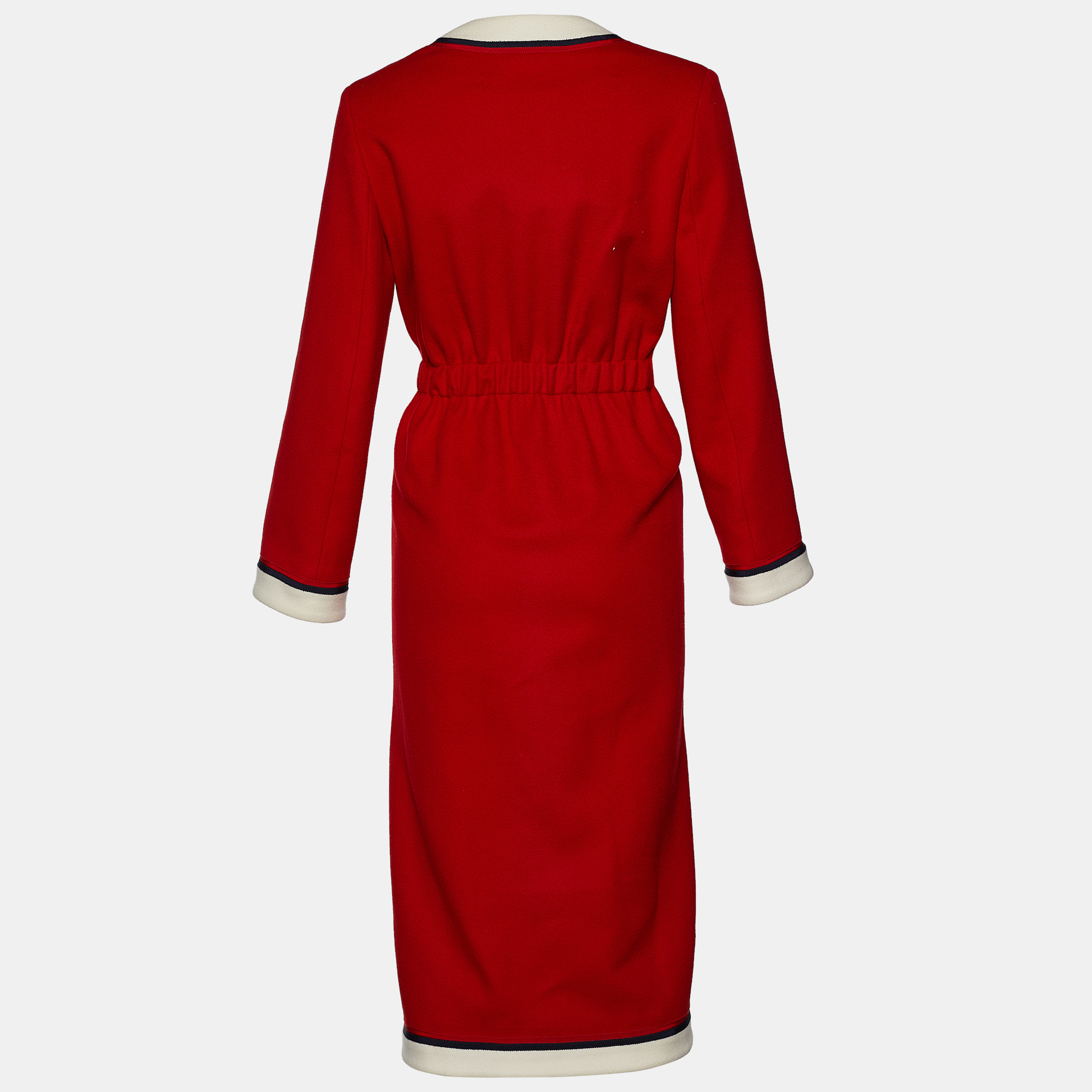 

Gucci Red Wool Feline Button Detail Long Coat