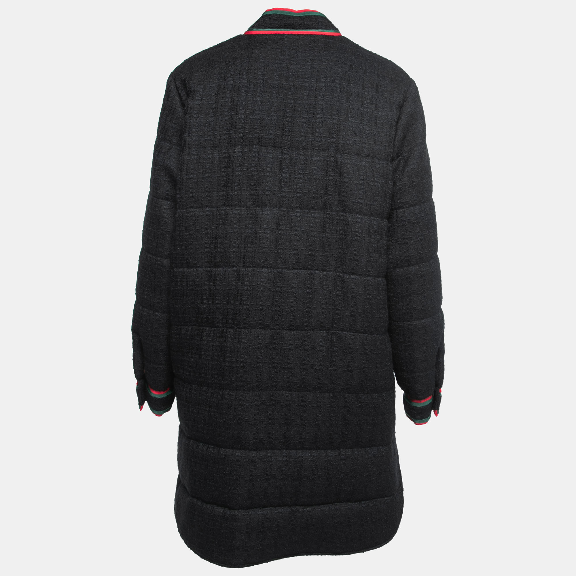 

Gucci Black Wool Web-Trim Padded Jacket