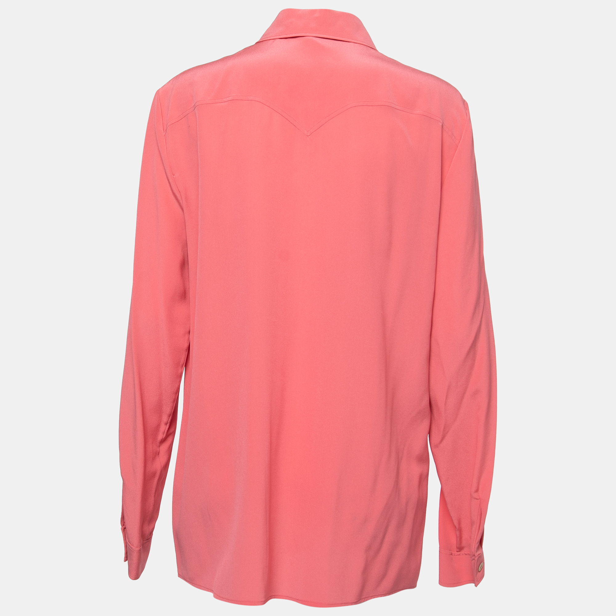 

Gucci Pink Silk-Satin Pleated Long Sleeve Shirt