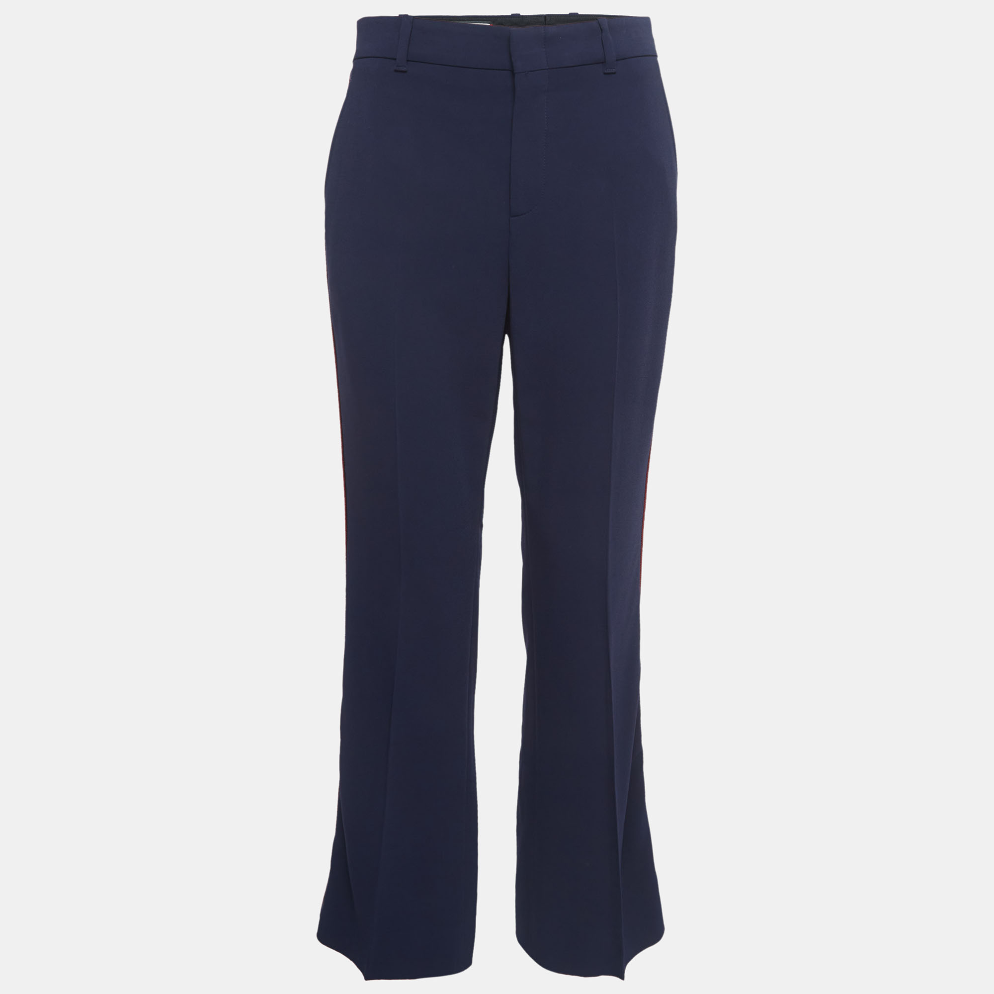 

Gucci Navy Blue Crepe Stripe Detail Trousers