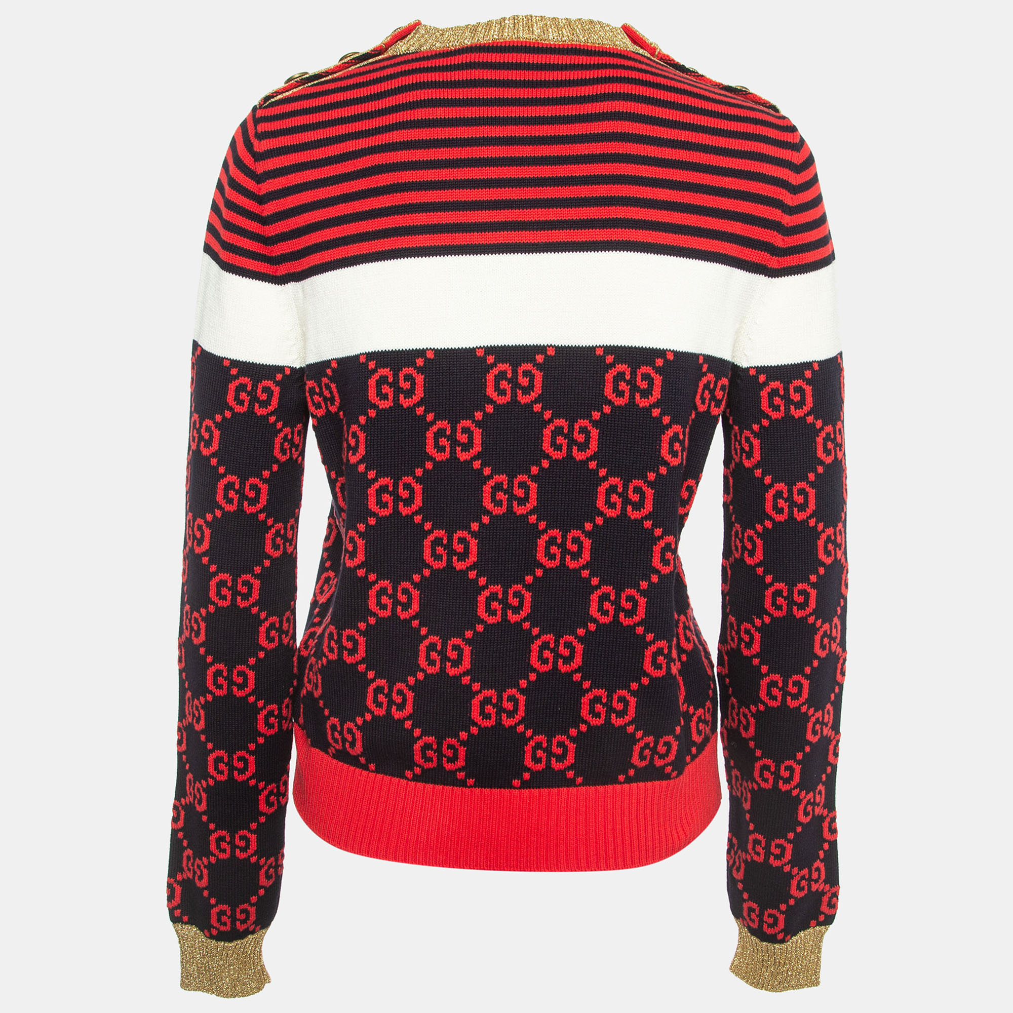 

Gucci Red/Black GG Monogram Patterned Knit Sweater