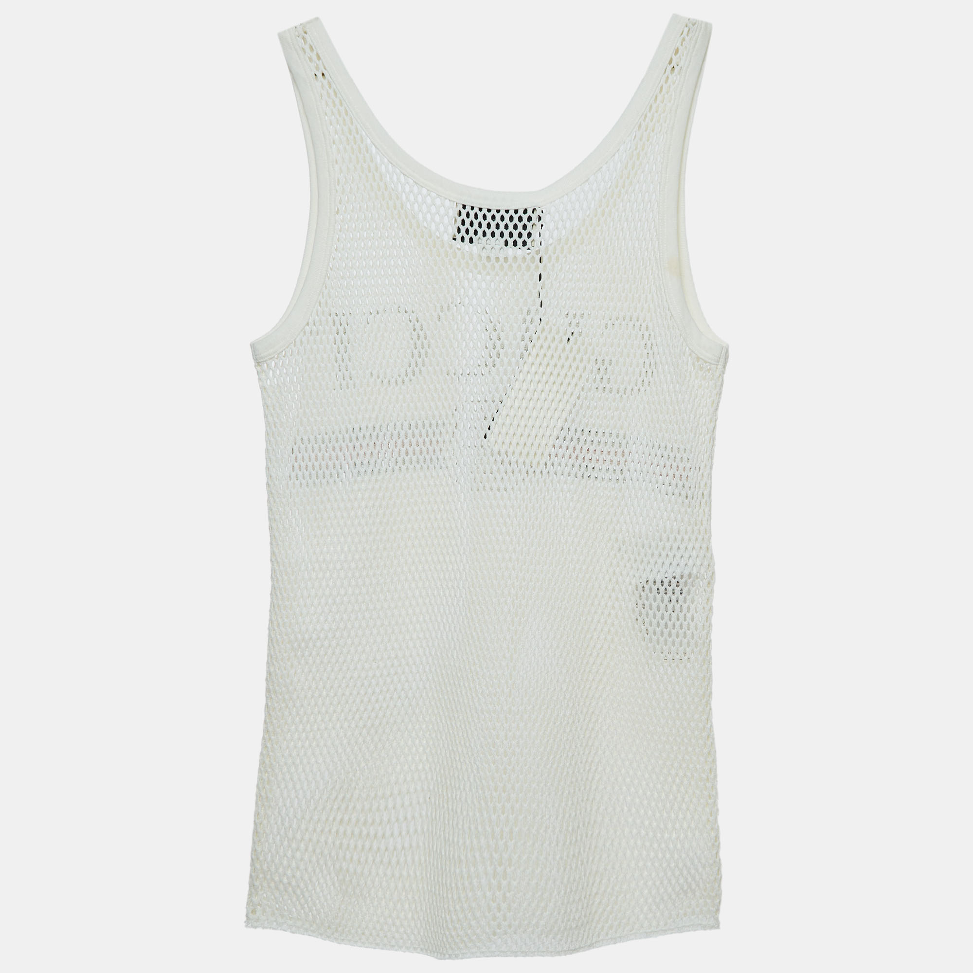 

Gucci White Logo Printed Mesh Tank Top