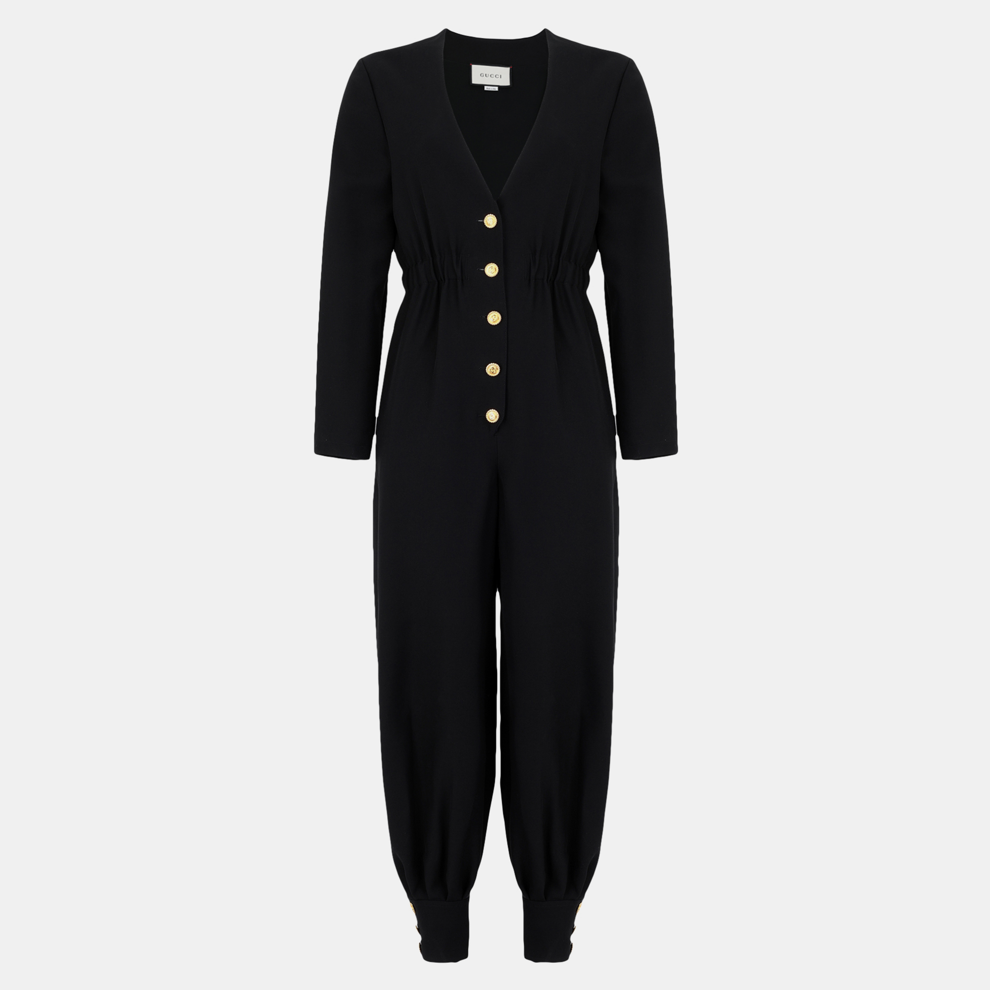 Pre-owned Gucci Wool Jumpsuit 40 In Black
