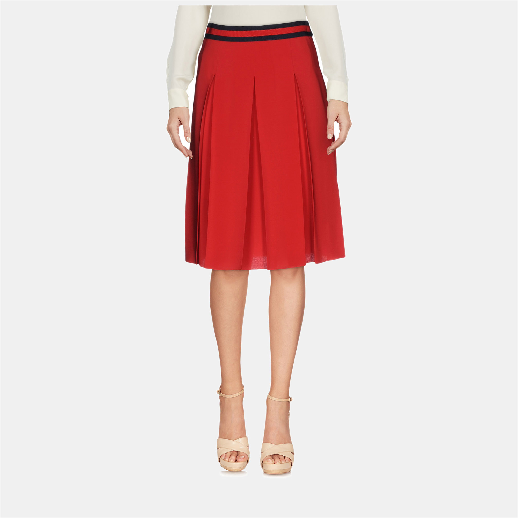 Pre-owned Gucci Silk Midi Skirts It 42 In Red