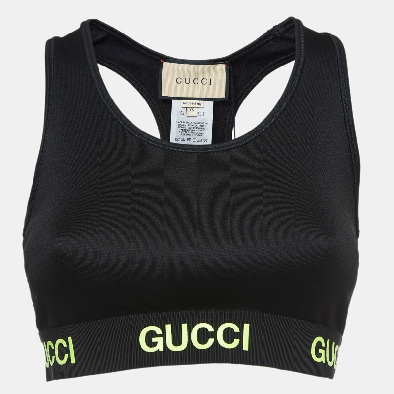 Pre-owned Gucci Black Jersey Sports Bra Xs
