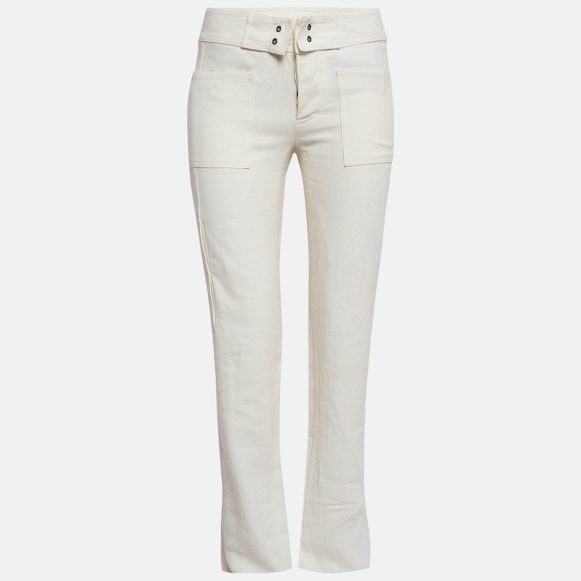 

Gucci White Linen Twill Cargo Trousers XS