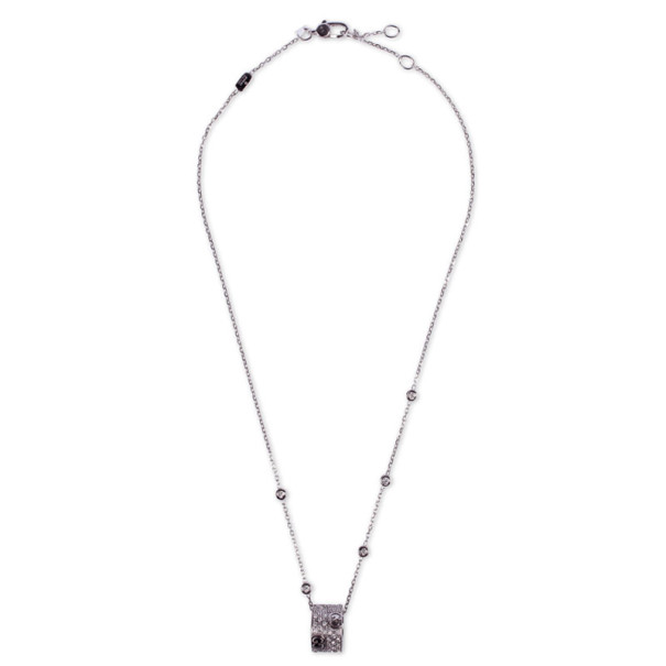 Pre Owned Gucci 18 K White Gold and Diamonds Icon Pendant Necklace