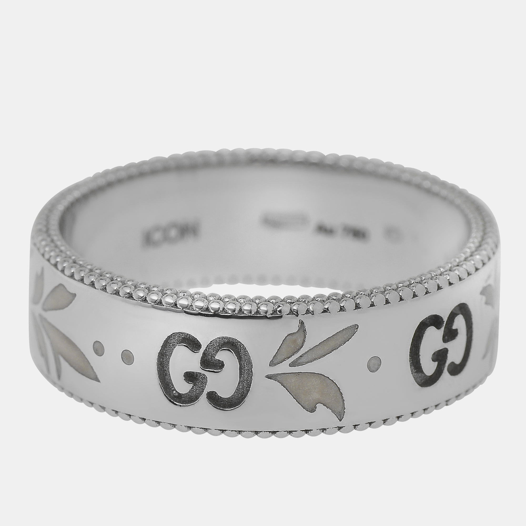 

Gucci Icon 18K White Gold Band Ring Sz. 7