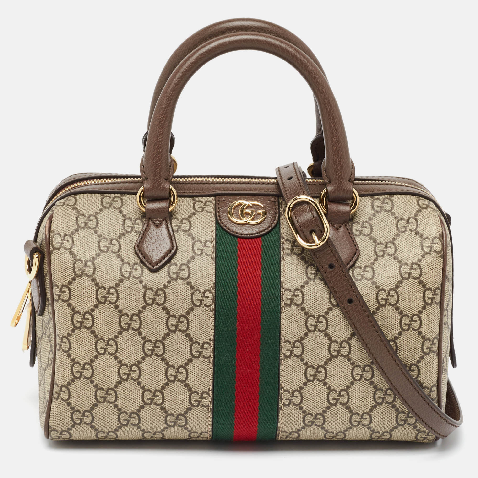 

Gucci Beige/Ebony GG Supreme Canvas  Ophidia Boston Bag