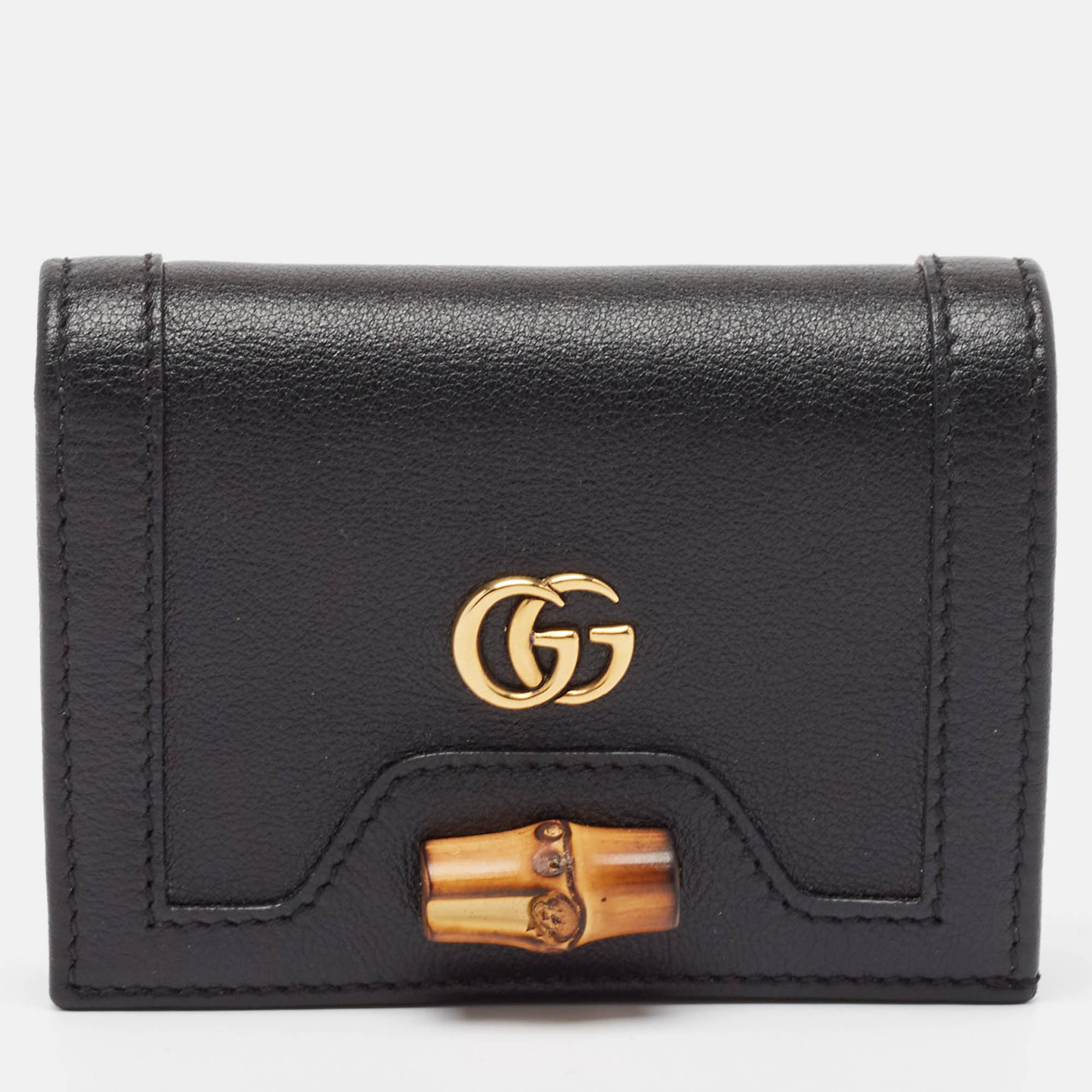 

Gucci Black Leather Bamboo Diana Card Case