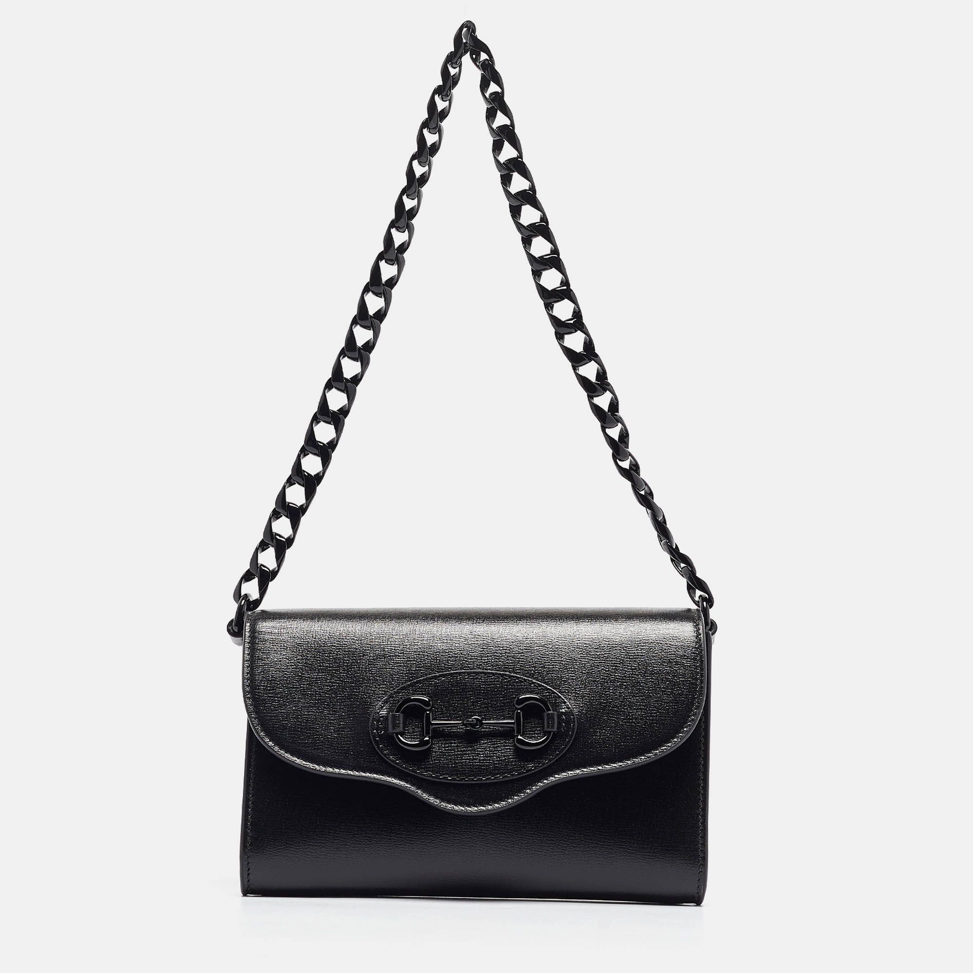 

Gucci Black Leather Mini Monochrome Horsebit 1955 Shoulder Bag