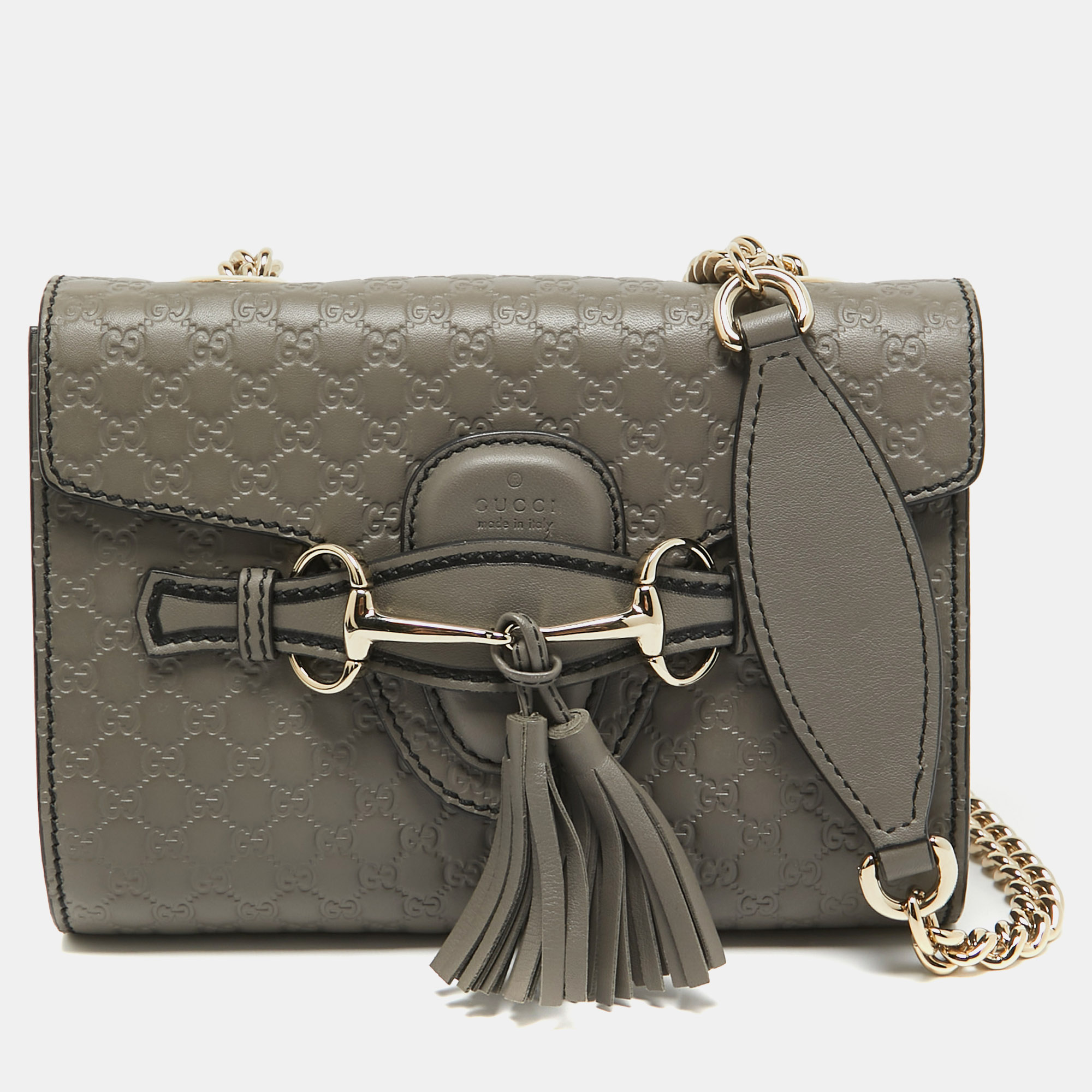 

Gucci Grey Microguccissima Leather Mini Emily Chain Crossbody Bag