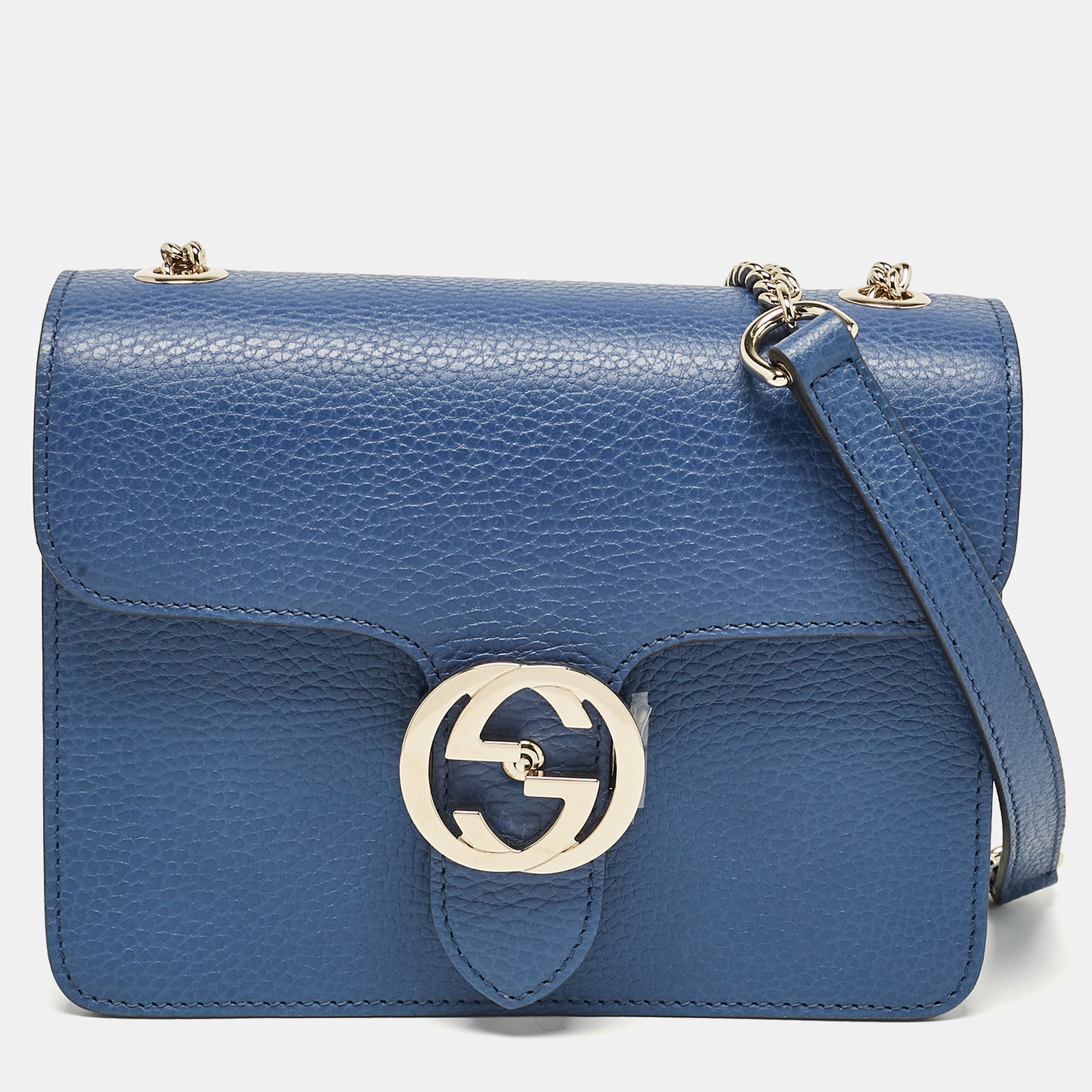 

Gucci Blue Leather  Dollar Interlocking G Shoulder Bag