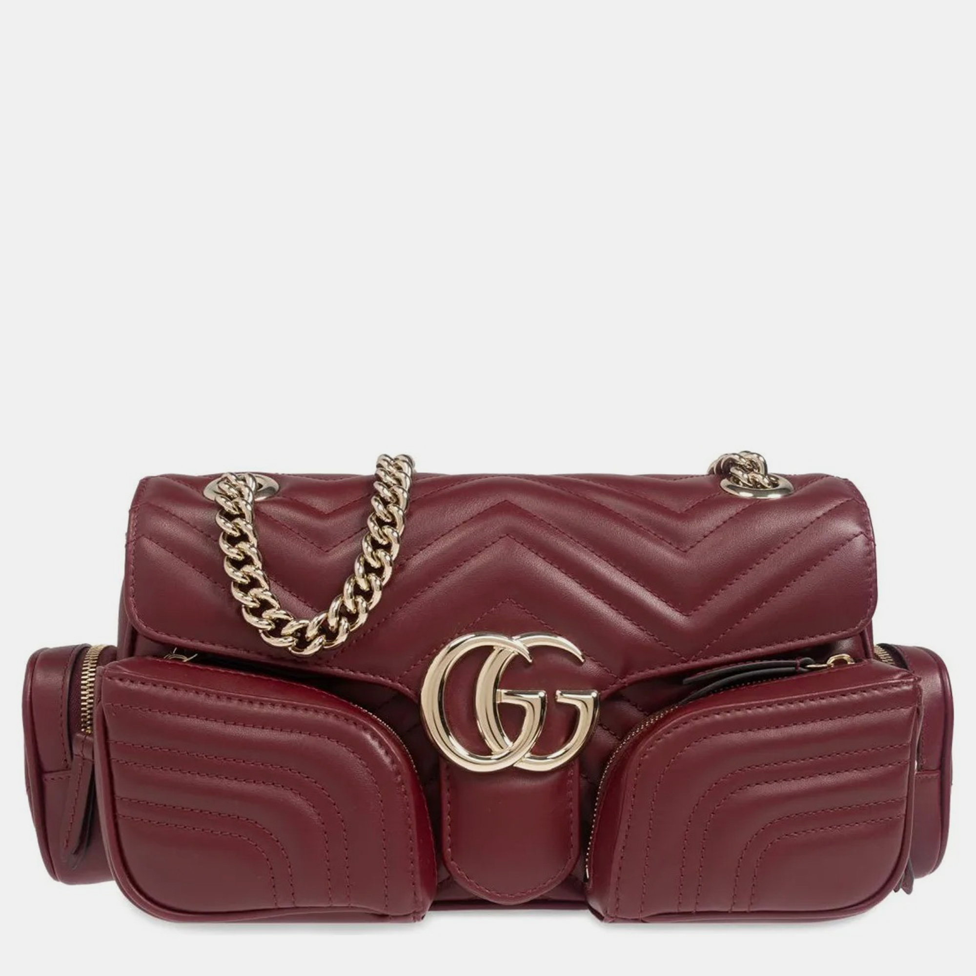 

Gucci Burgundy Leather GG Marmont Shoulder Bag