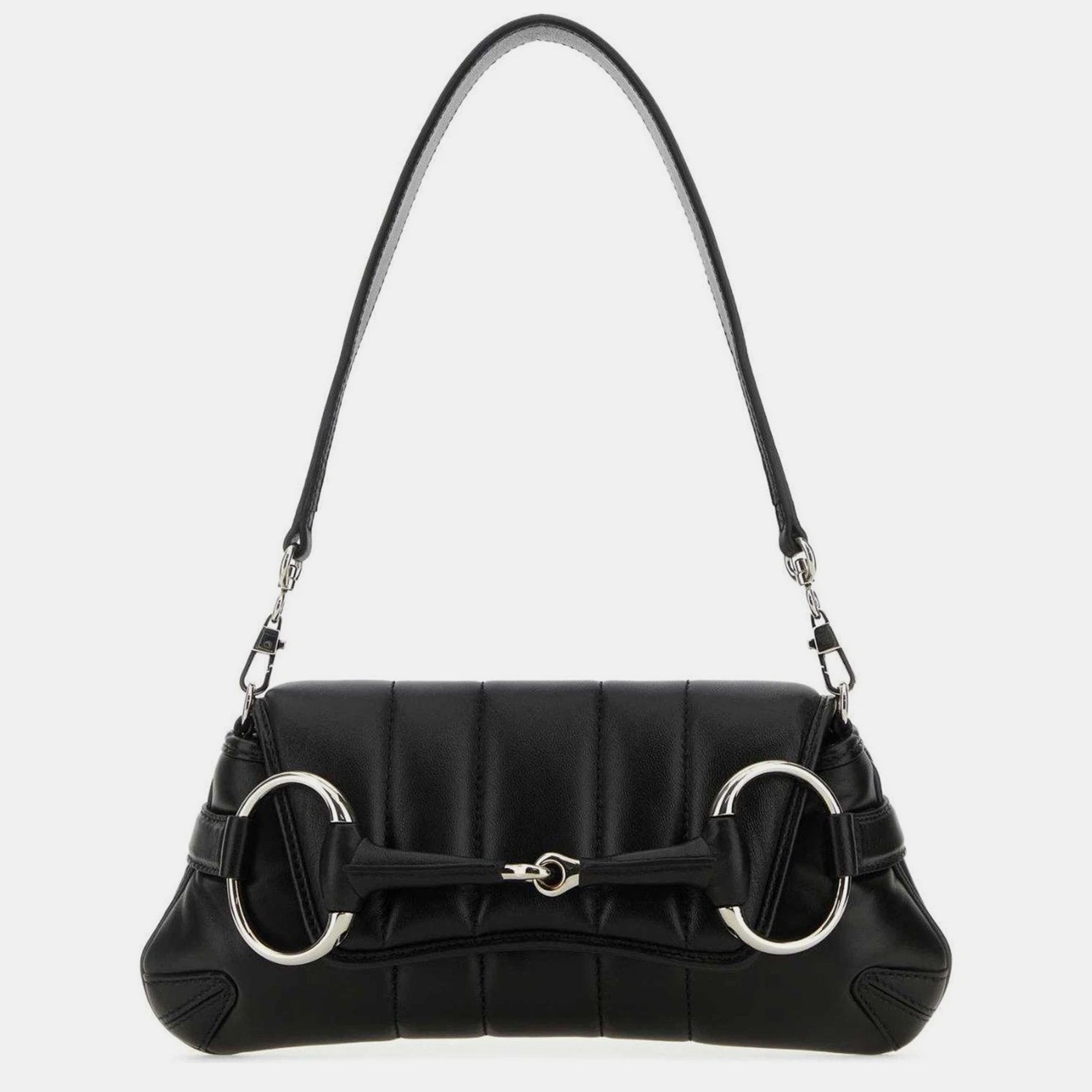 

Gucci Black Leather Horsebit Chain Small Shoulder Bag