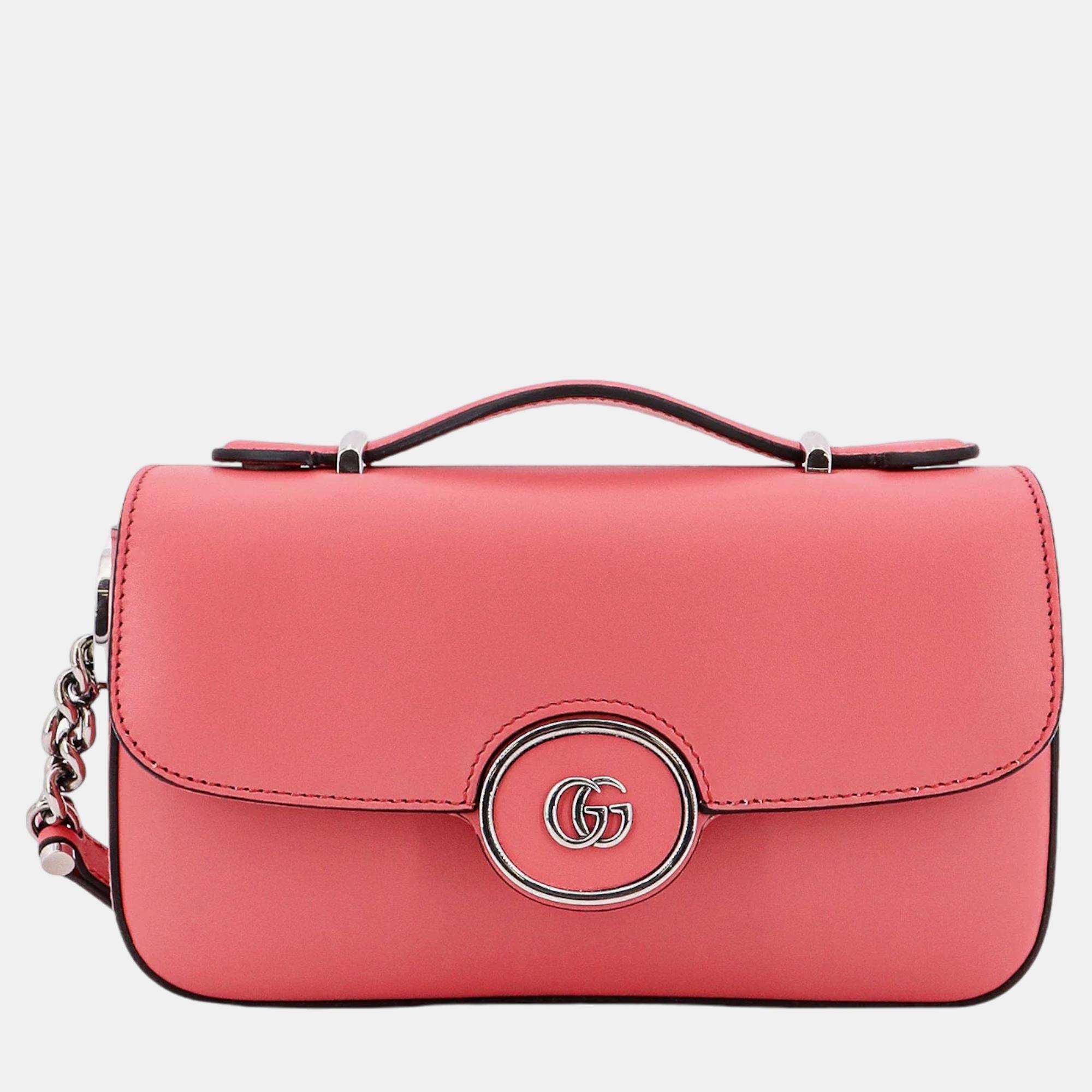 

Gucci Pink Leather Petite GG Shoulder Bag