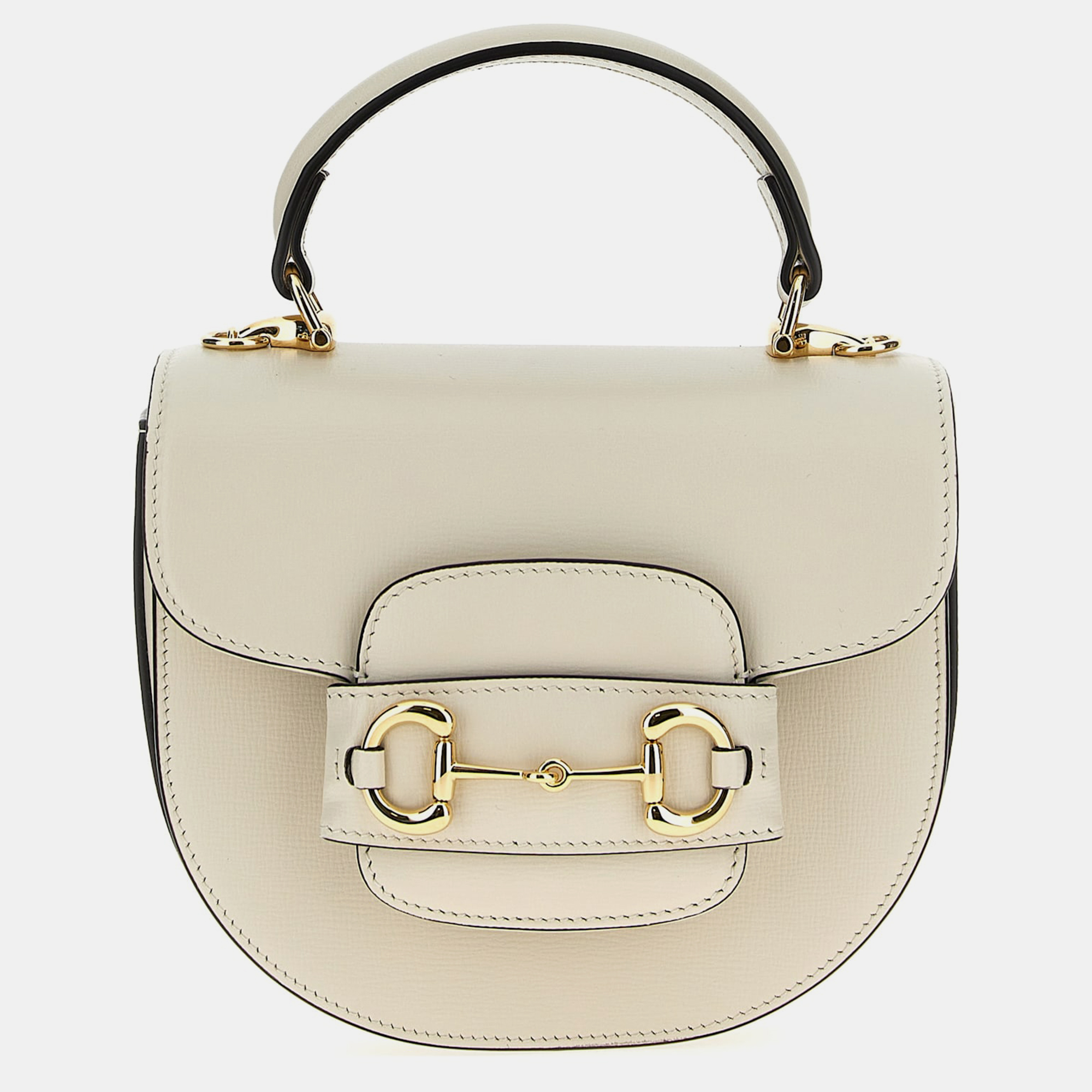 

Gucci white leather Horsebit 1955 mini top handle bag