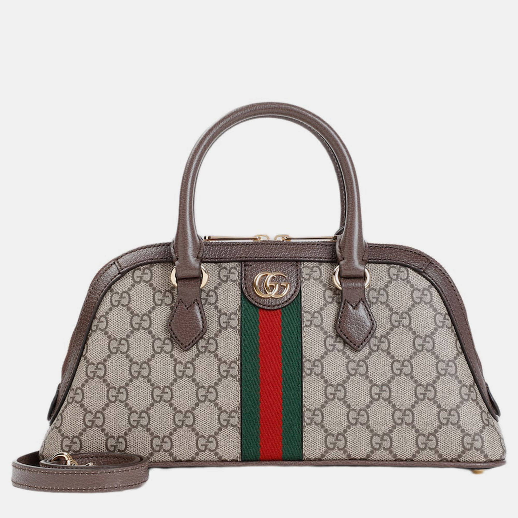 

Gucci Brown GG Canvas Top Handle Ophidia Handbag, Beige