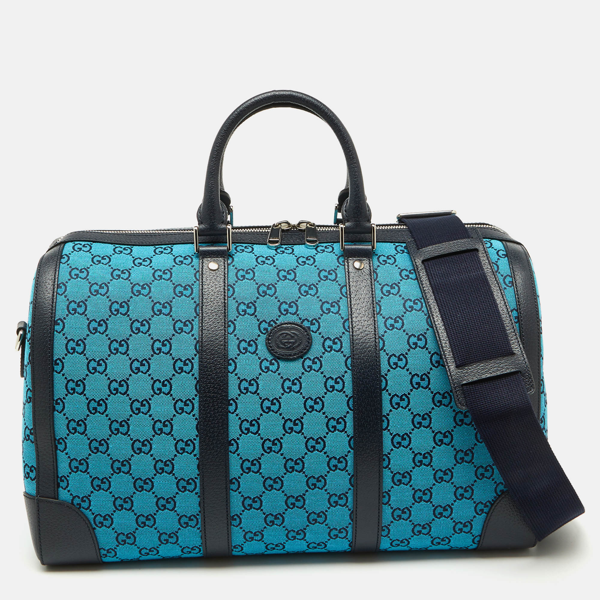 

Gucci Blue GG Canvas and Leather Savoy Medium Duffle Bag