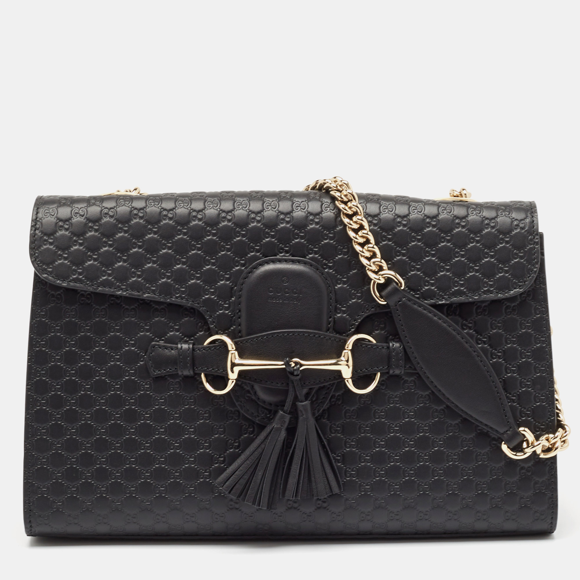 

Gucci Black Microguccissima Leather  Emily Chain Shoulder Bag