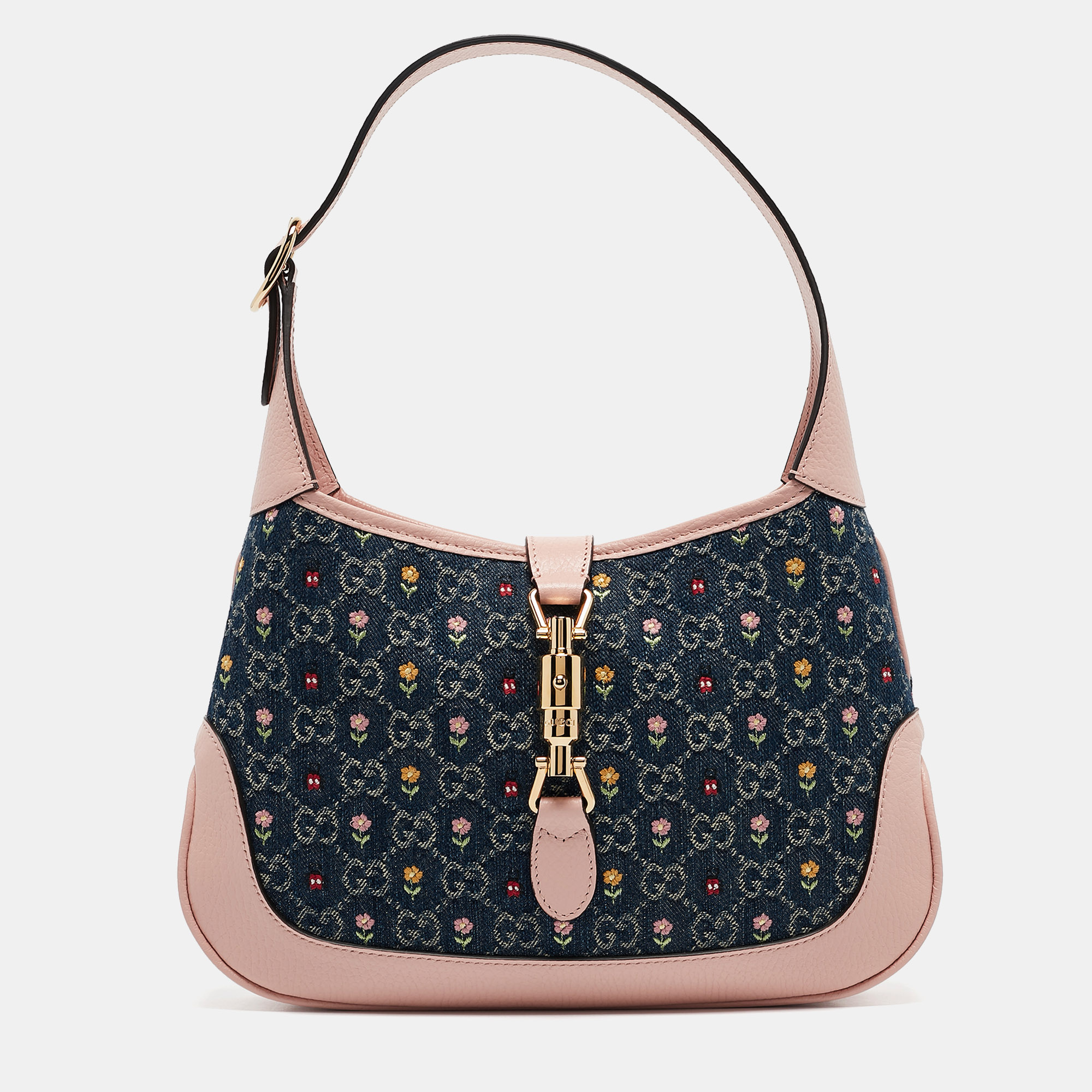 

Gucci Blue/Pink GG Denim and Leather Jackie 1961 Bag