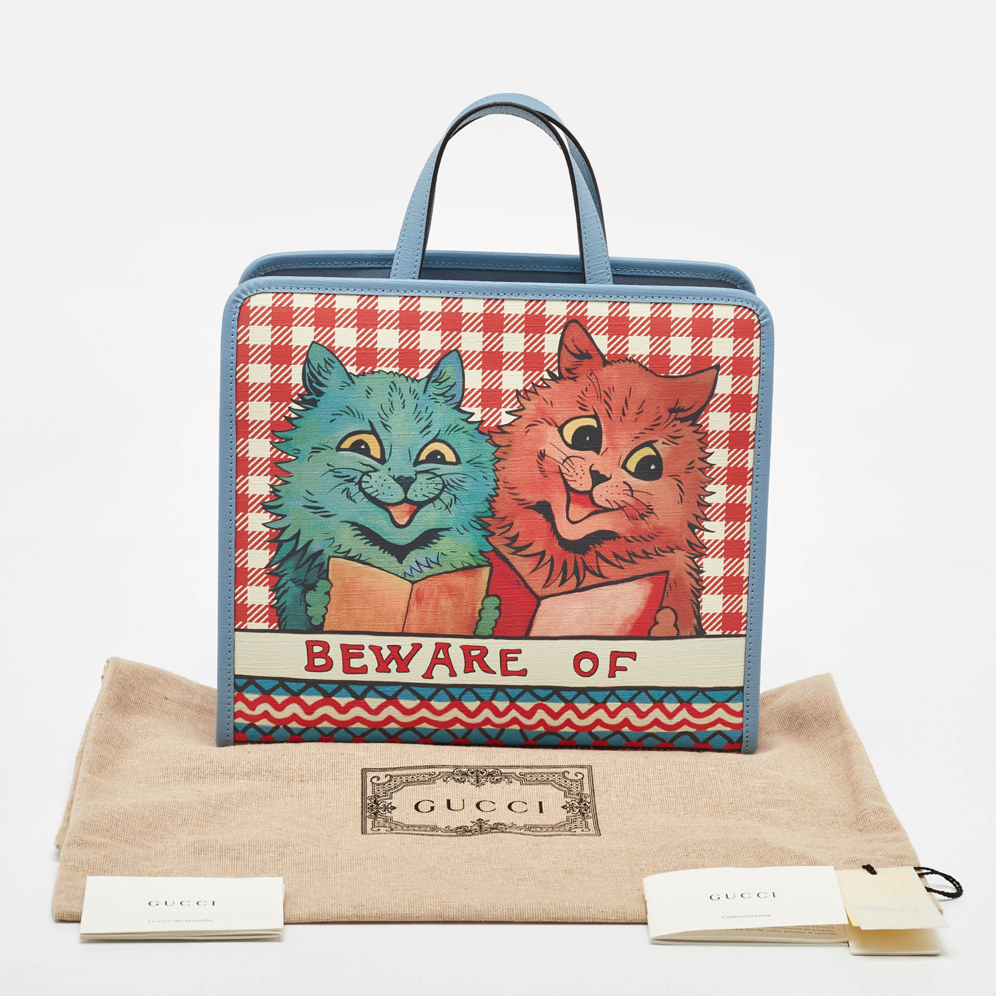Gucci Multicolor Coated Canvas Kids Cat Print Tote 