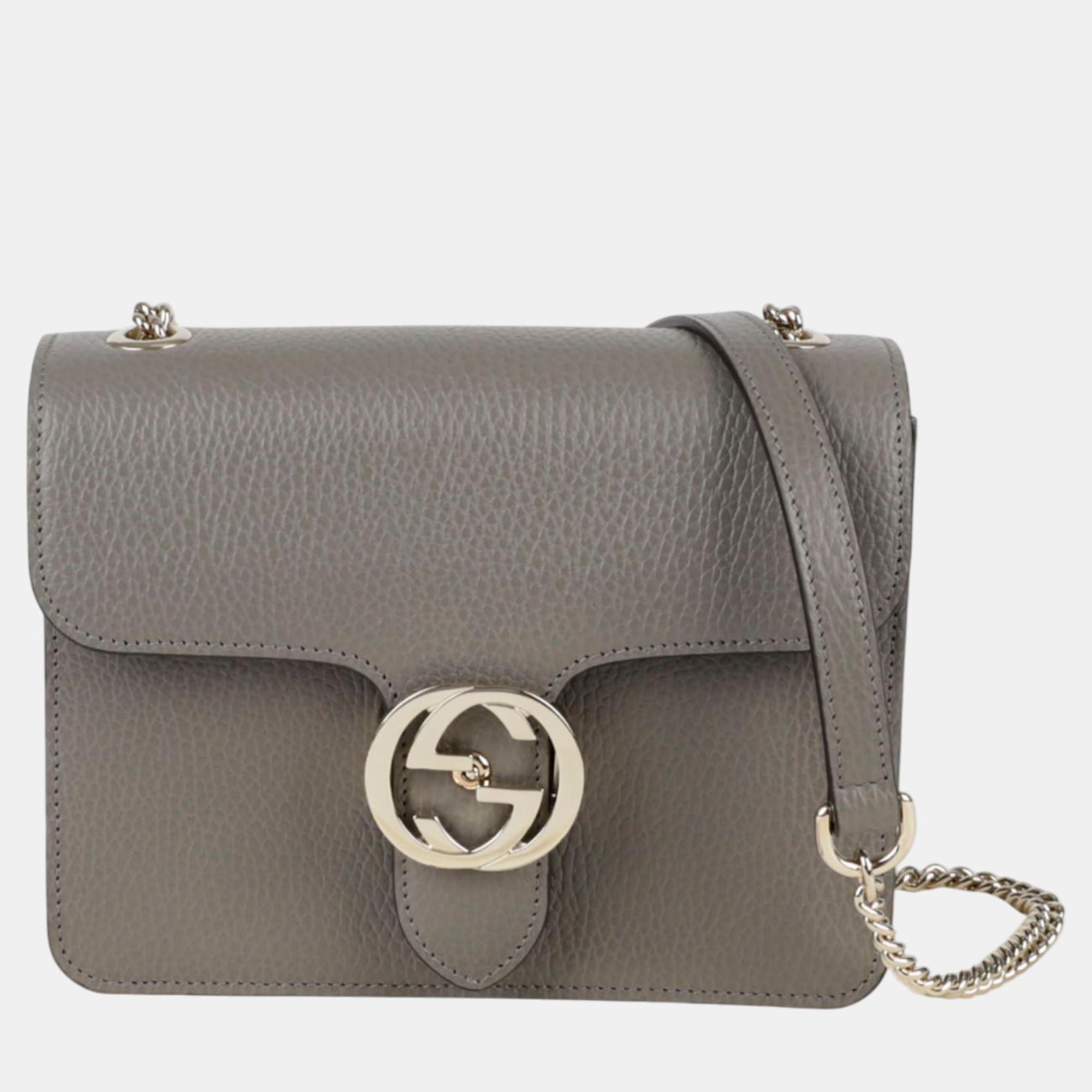 

Gucci Interlocking Chain Shoulder And Cross Bag, Grey