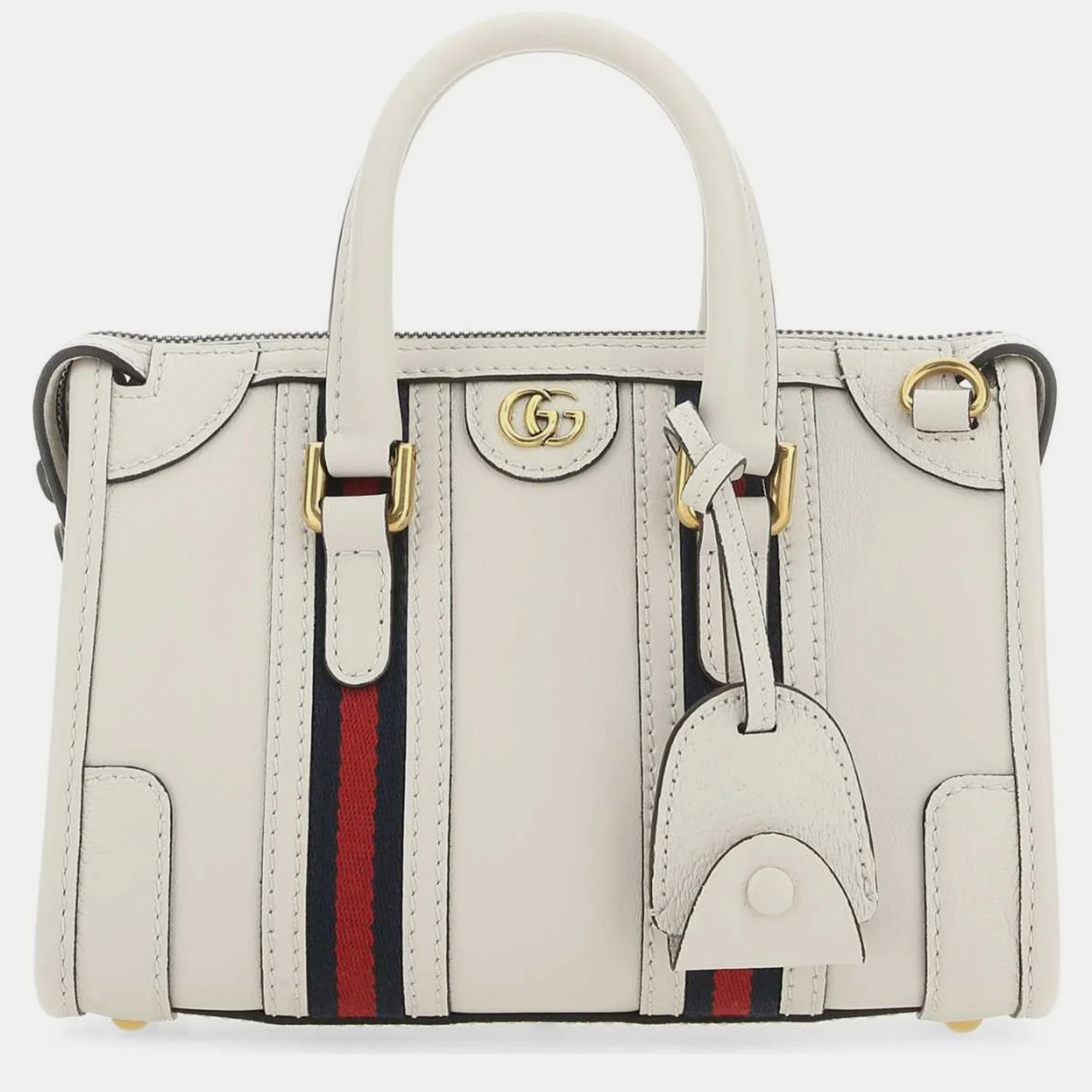 

Gucci Leather Web Handbag, White