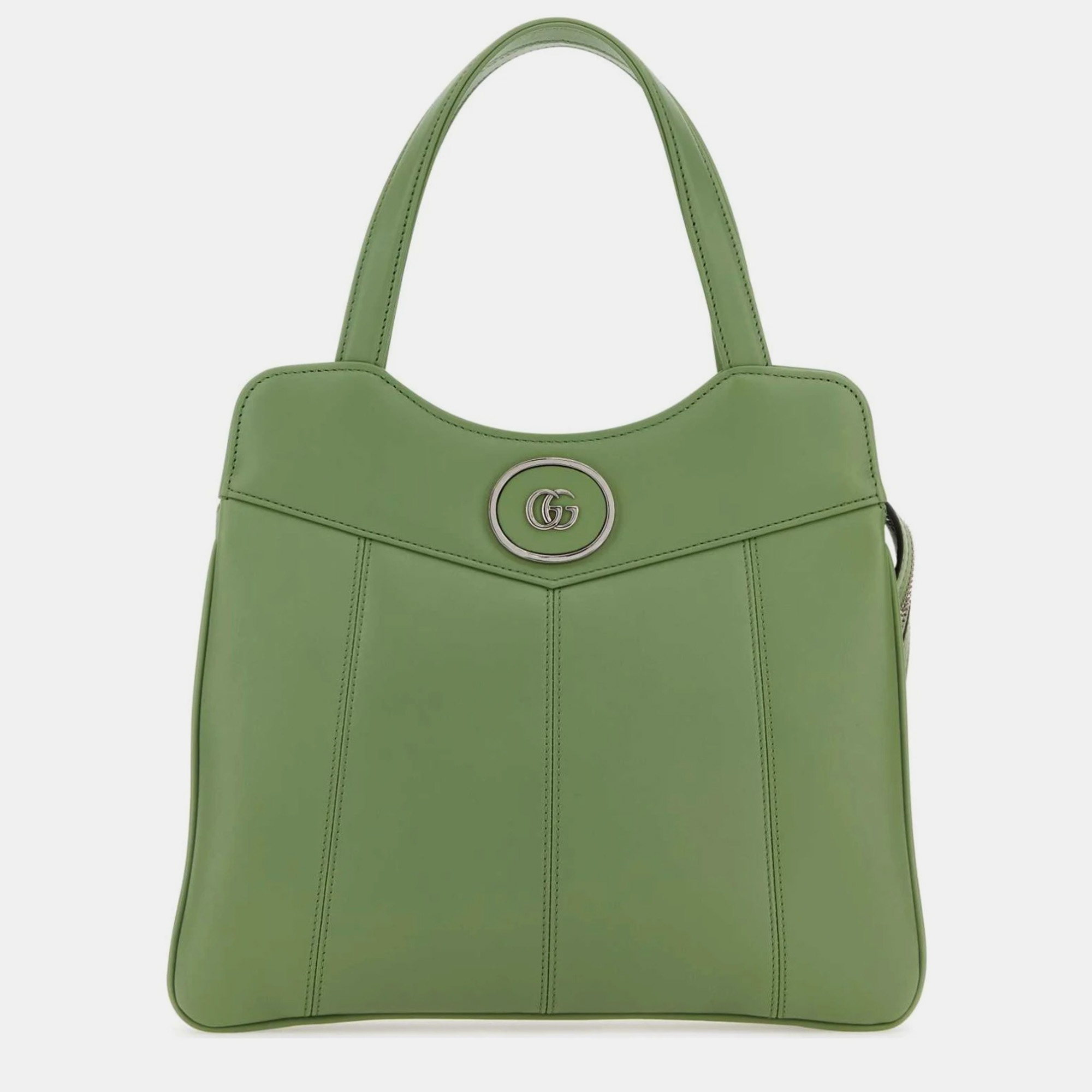 

Gucci 3509 Sage Green Leather Small Petite GG Handbag