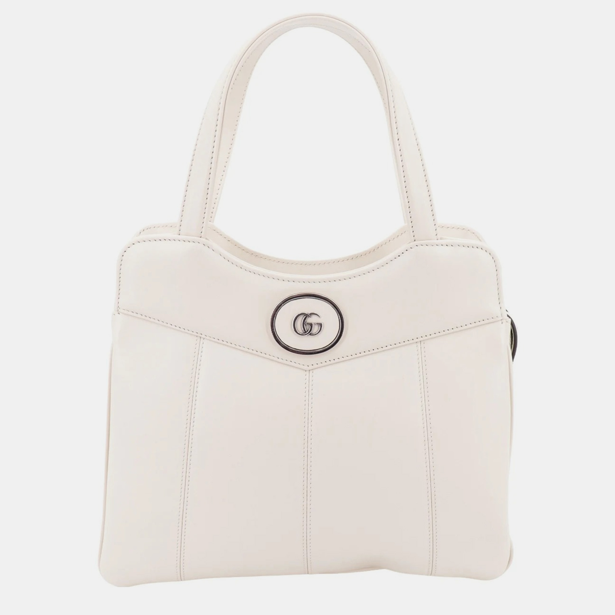 

Gucci White Chalk Leather Small Petite GG Handbag