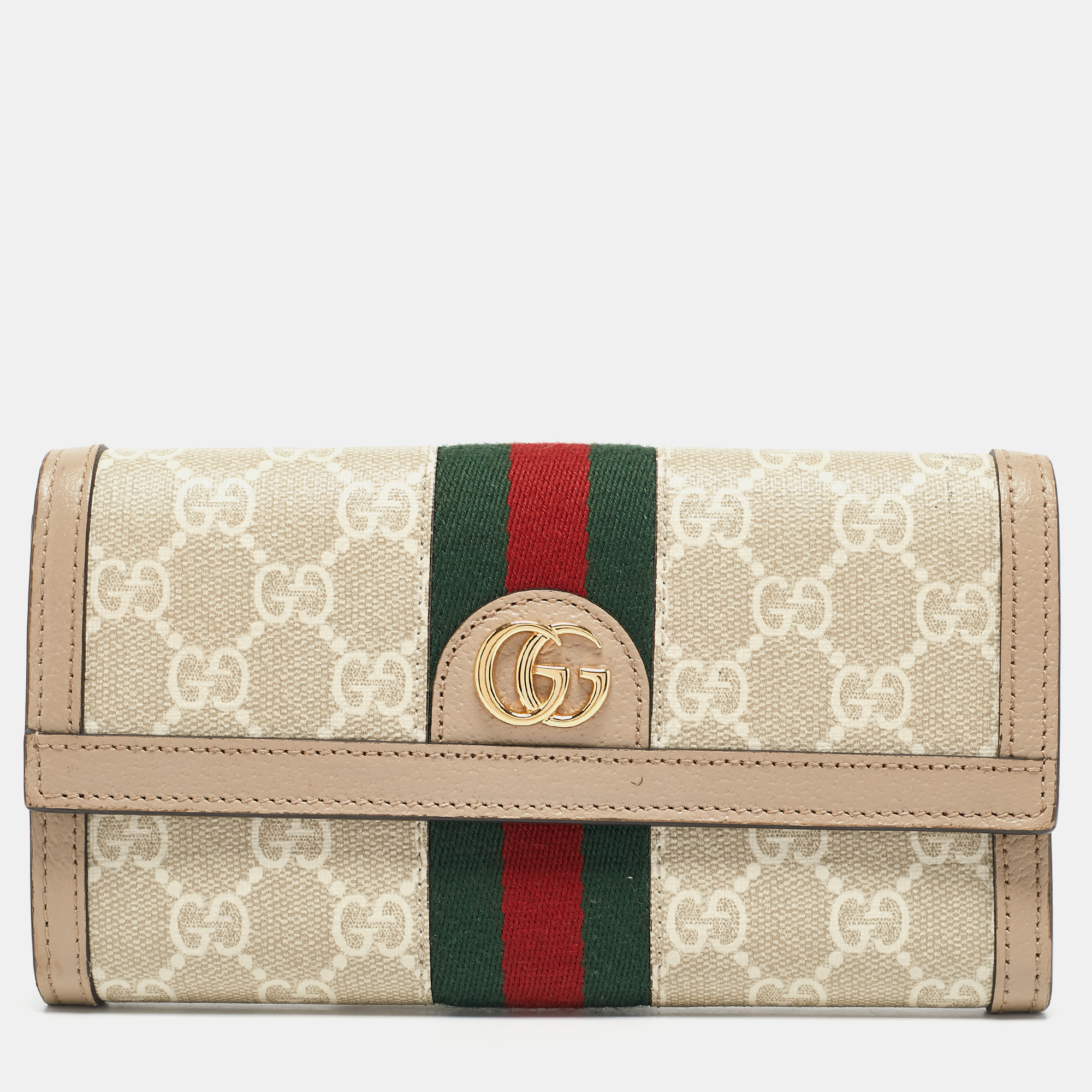 

Gucci Beige GG Supreme Canvas and Leather Ophidia Continental Wallet