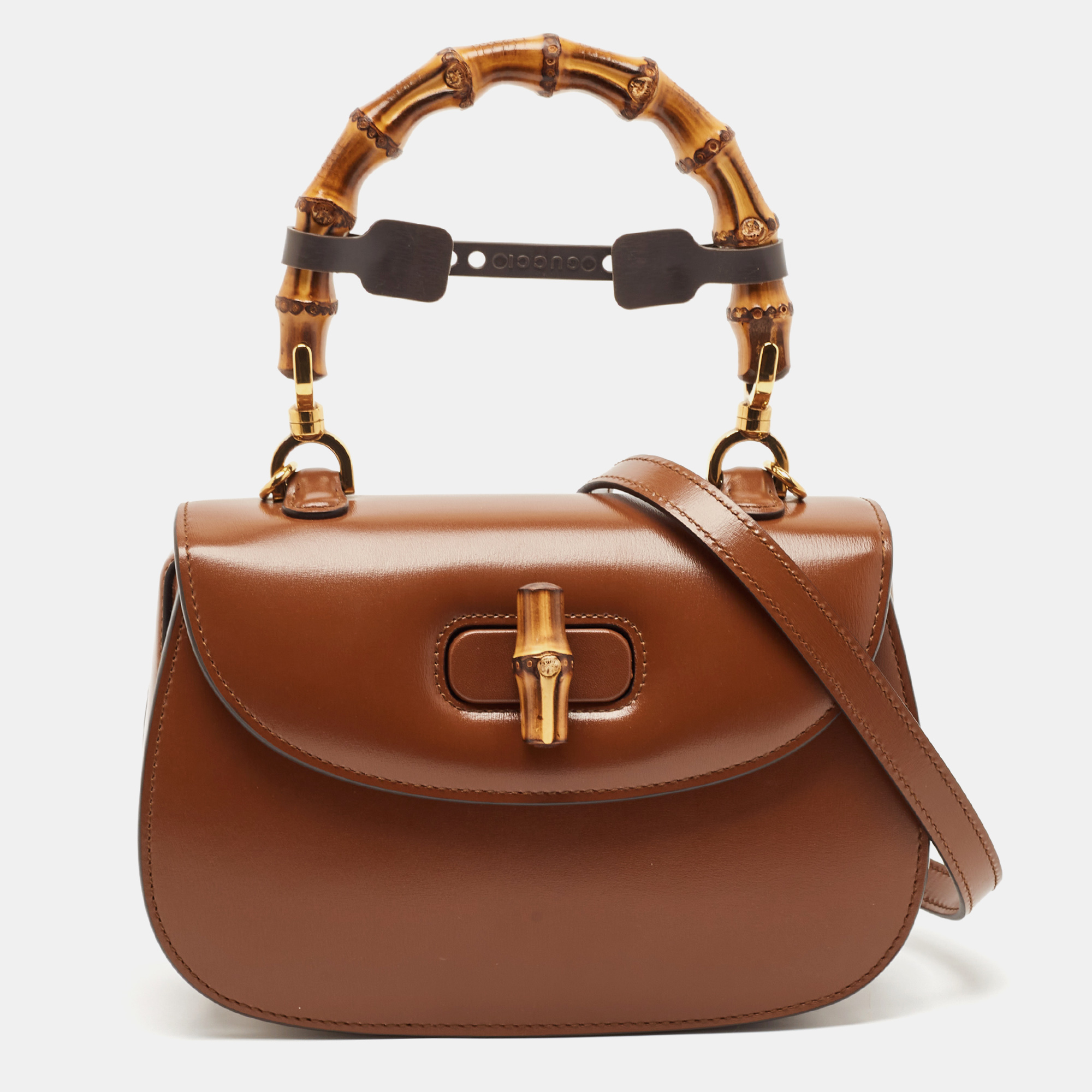 

Gucci Brown Leather  Bamboo 1947 Top Handle Bag