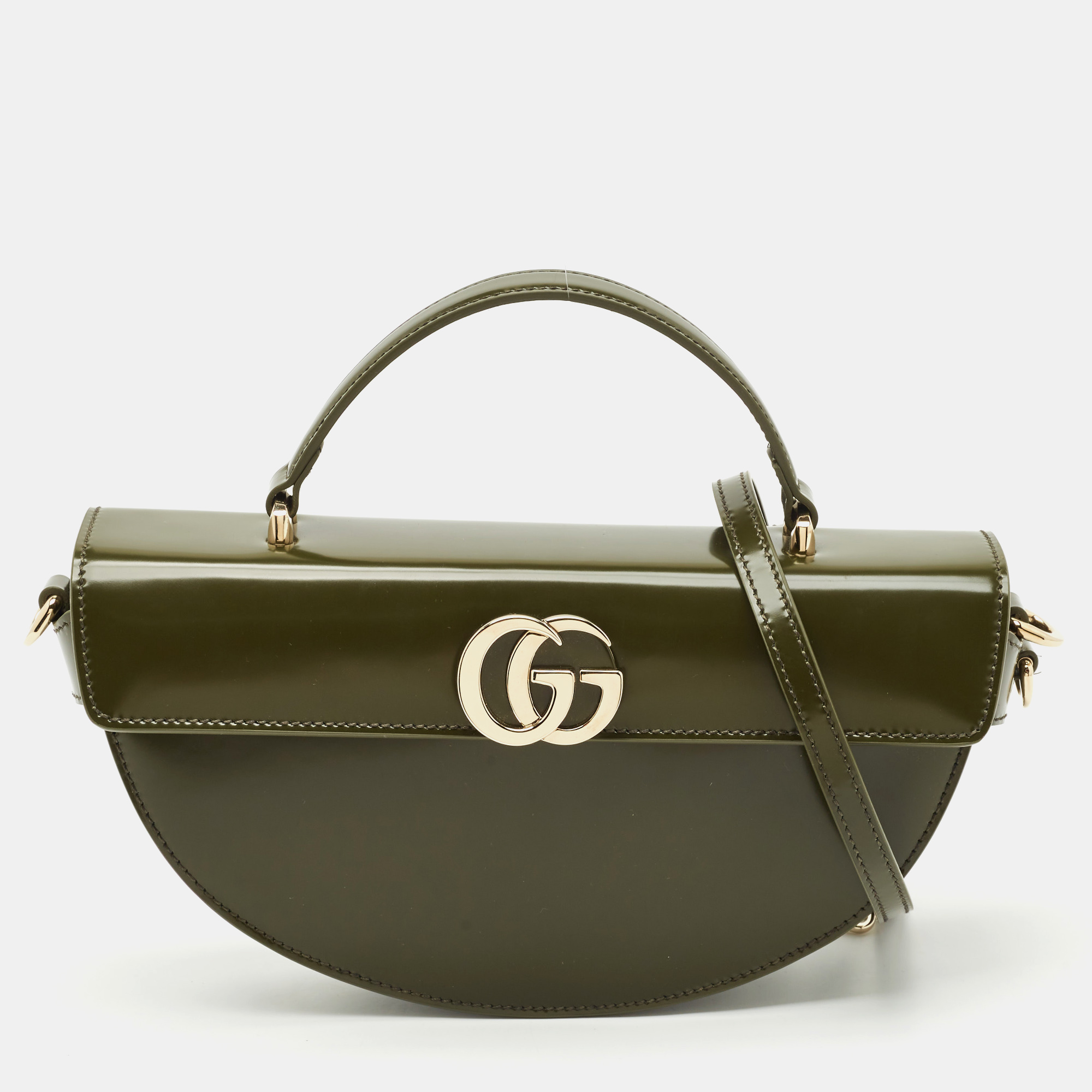 

Gucci Luscious Green Leather  Half Moon Top Handle Bag