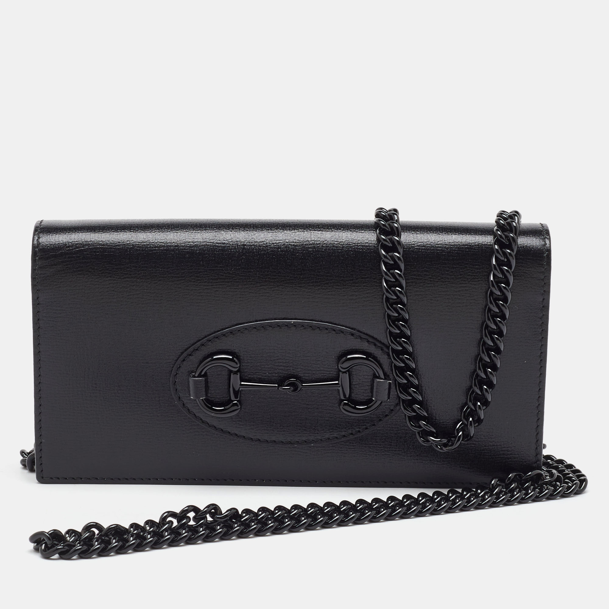 

Gucci Black Leather Horsebit 1955 Wallet on Chain