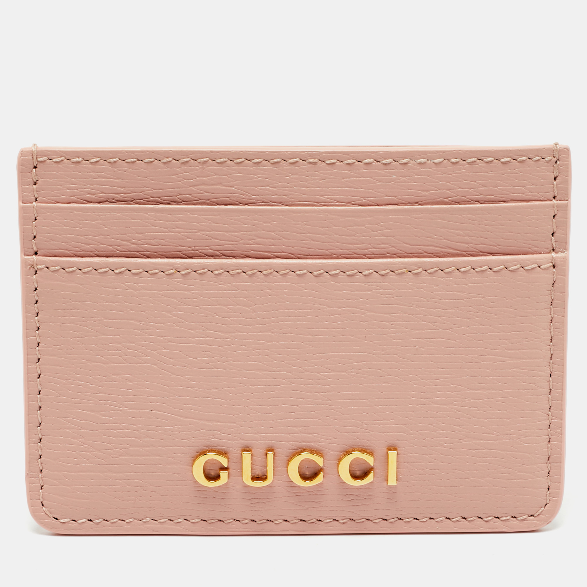 

Gucci Light Pink Leather Script Card Holder