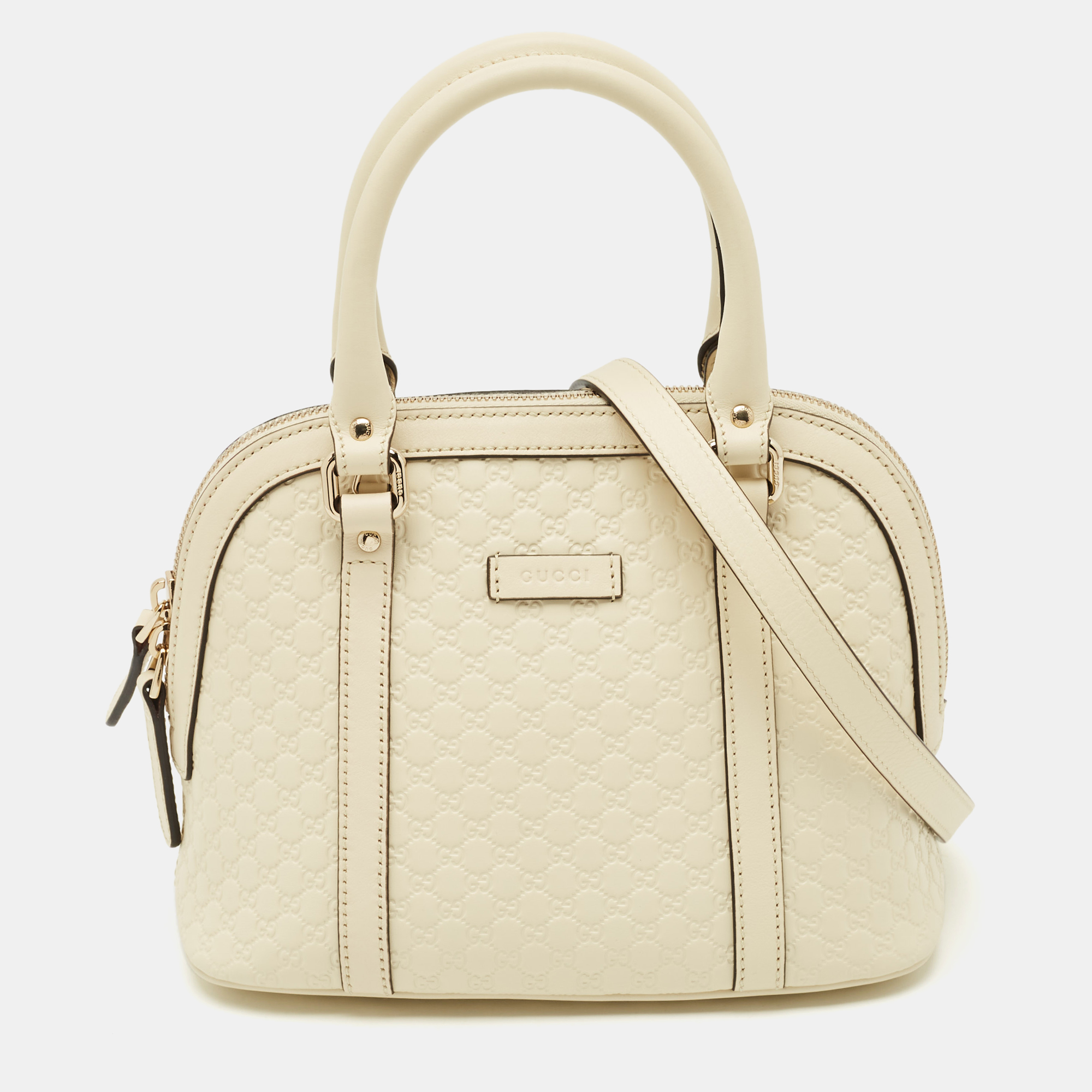 

Gucci Ivory Microguccissima Leather Mini Dome Bag, White