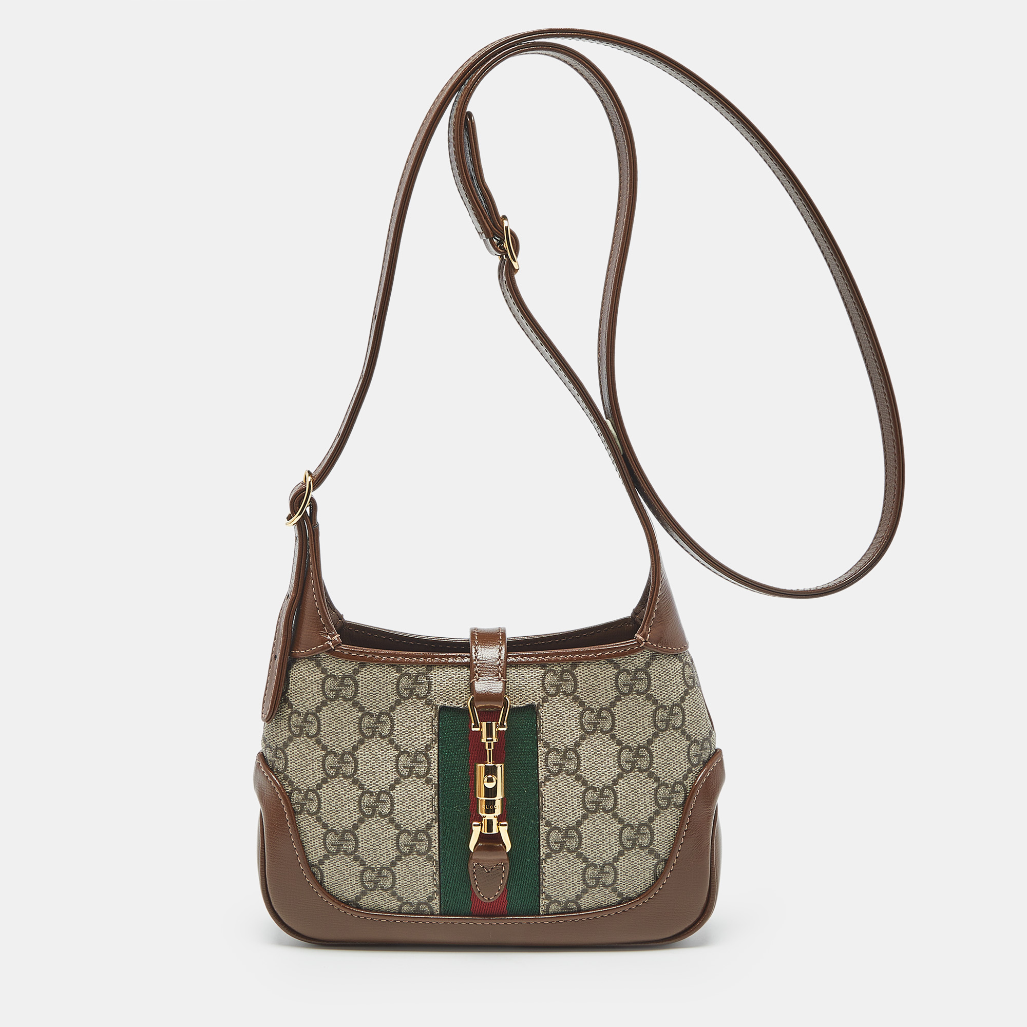 

Gucci Beige/Brown GG Supreme Canvas and Leather Mini Jackie 1961 Hobo