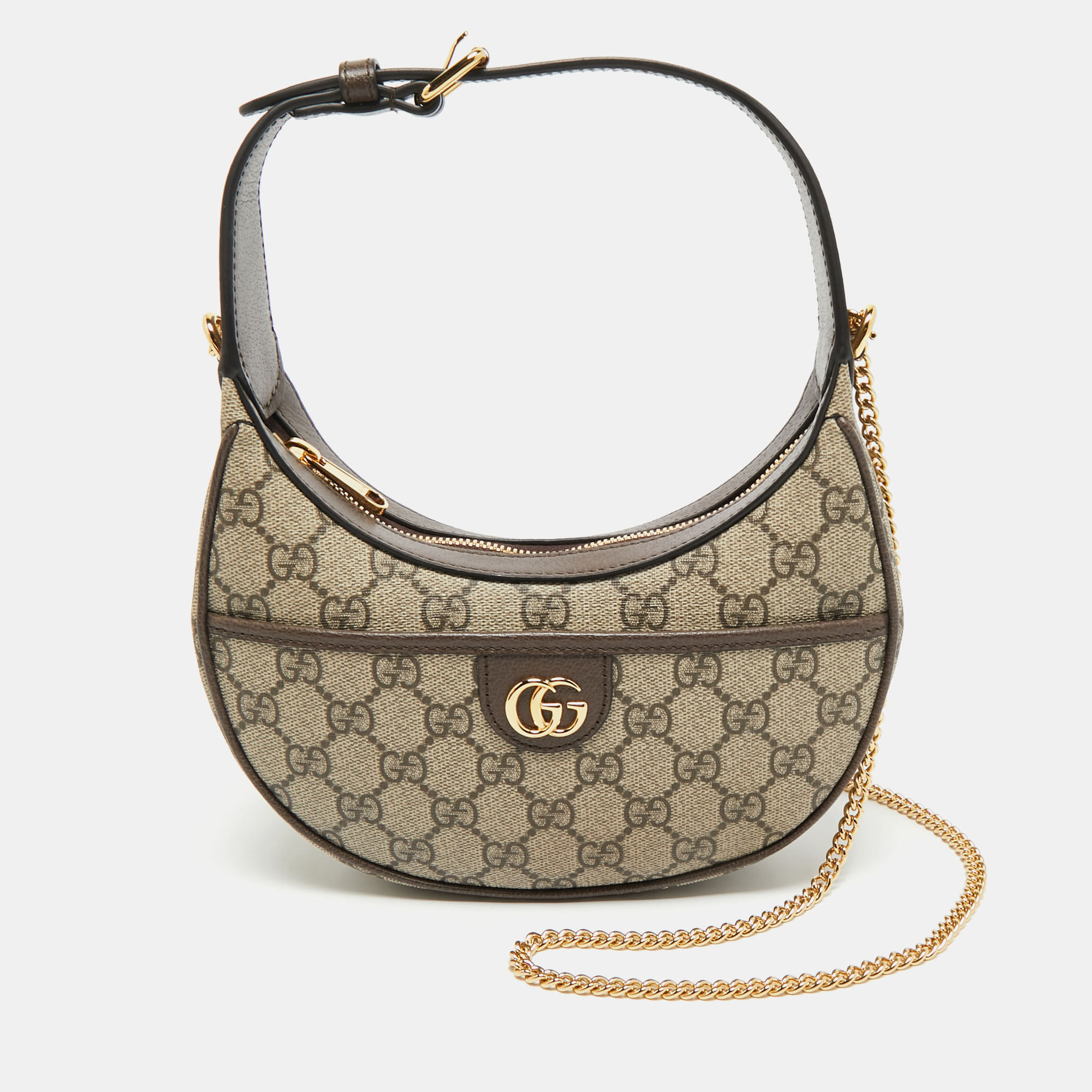 

Gucci Brown/Beige GG Supreme Canvas Super Mini Ophidia Hobo